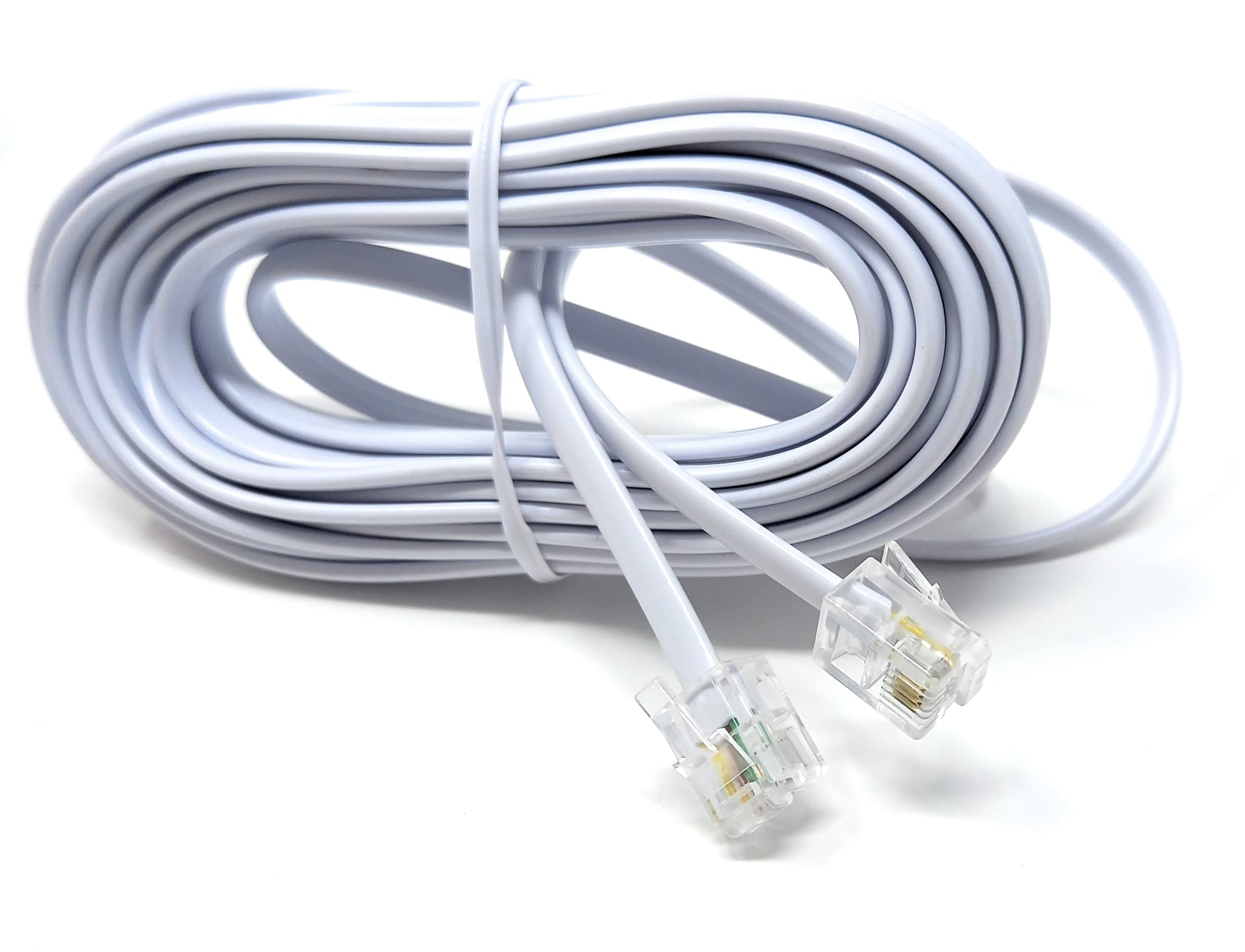 DRUT RJ11 to RJ11 Telephone Landline Cable ADSL (6P4C) Flat Lead High Speed BT Internet Broadband Male to Male Router, Modem, Phone Extension Wire