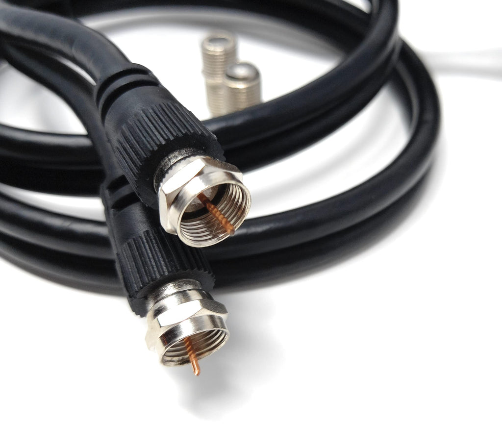DRUT Twin Shotgun Satellite Moulded F-Type Plug to Socket RG6 Coaxial Extension Antenna Cable Lead With F-Type Couplers