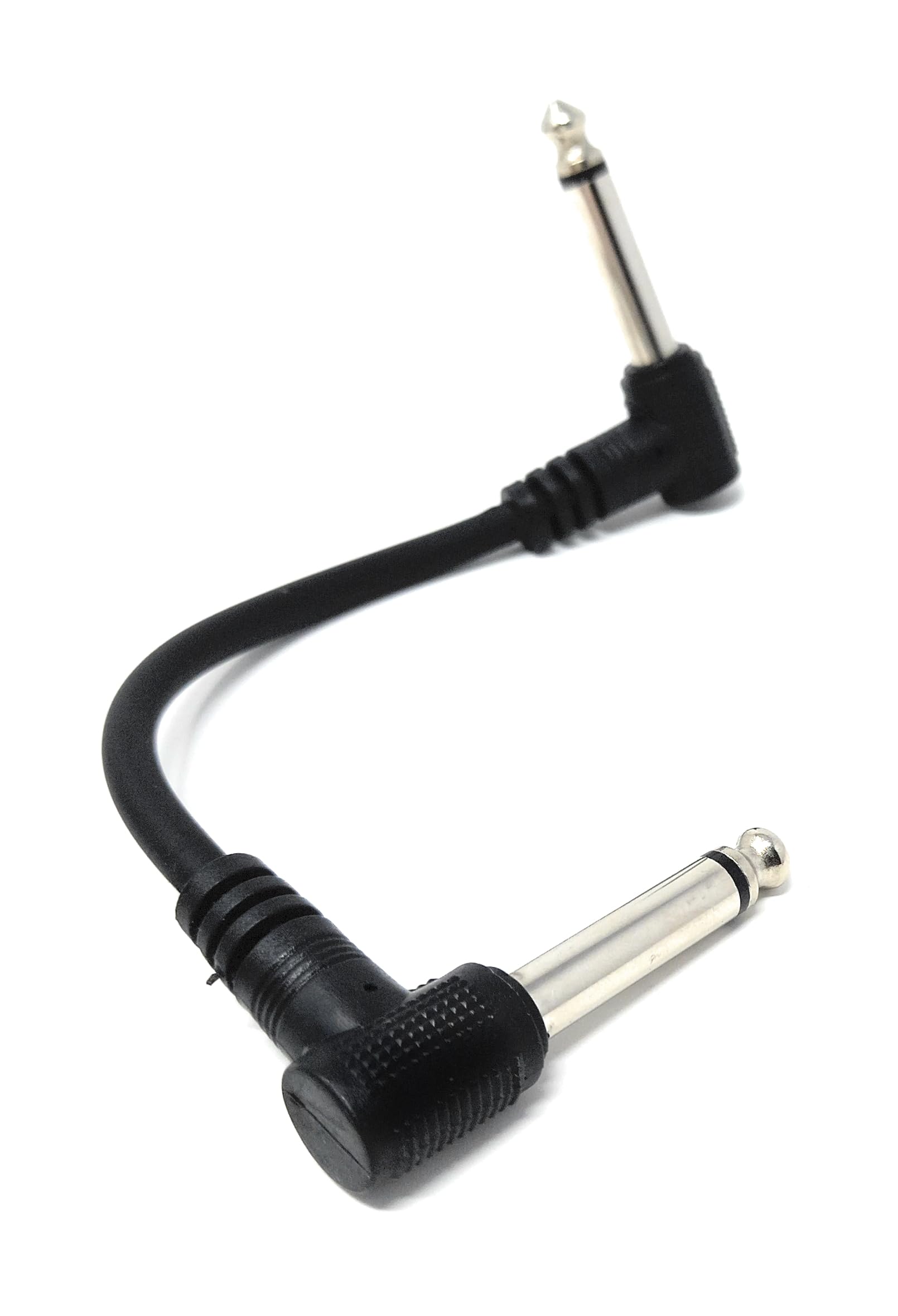 DRUT Patch Cables 6.35mm (1/4") TS Mono 90 Right Angle Jack to Jack Cable Lead, Compatible With Guitar, Bass, Acoustic, Effects Pedal, Mixer, Speaker, DJ, Music instruments