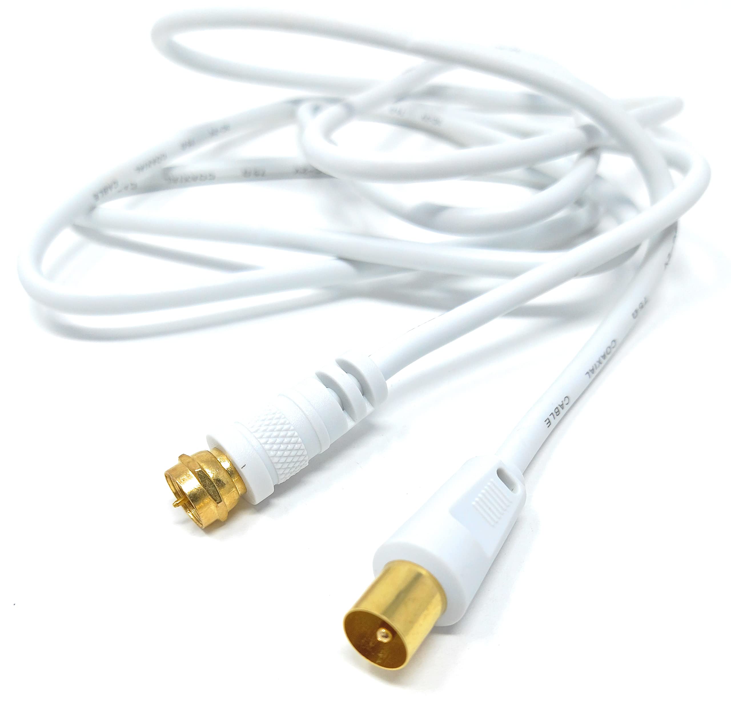 DRUT RF TV Aerial Male to F Type Connector Male Plug Coaxial Coax Cable, Lead, 75 Ohm, 3C-2V
