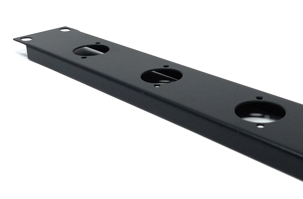 1U 19" Rack Mount D-Series Punch-Out Panel - Compatible with XLR, Speakon, and Neutrik Connectors for AV, Audio, and Computer Racks