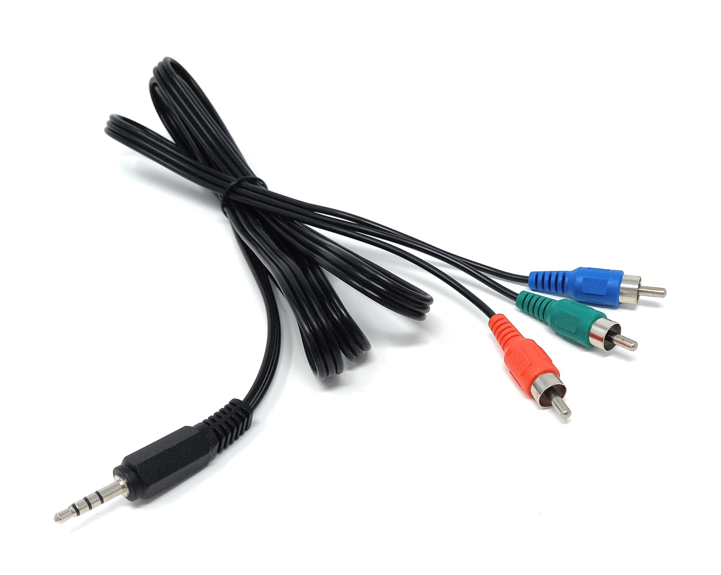 DRUT 1.5m 3.5mm 4 Pole Jack to Triple RCA RGB Component Video Cable, TRRS to AV Audio Video Lead for TV, DVD Player, Camcorder, Projector, Set Top Box & Multimedia Devices