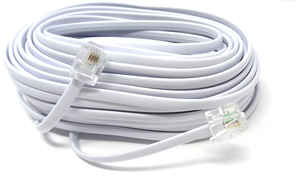 DRUT RJ11 to RJ11 Telephone Landline Cable ADSL (6P4C) Flat Lead High Speed BT Internet Broadband Male to Male Router, Modem, Phone Extension Wire