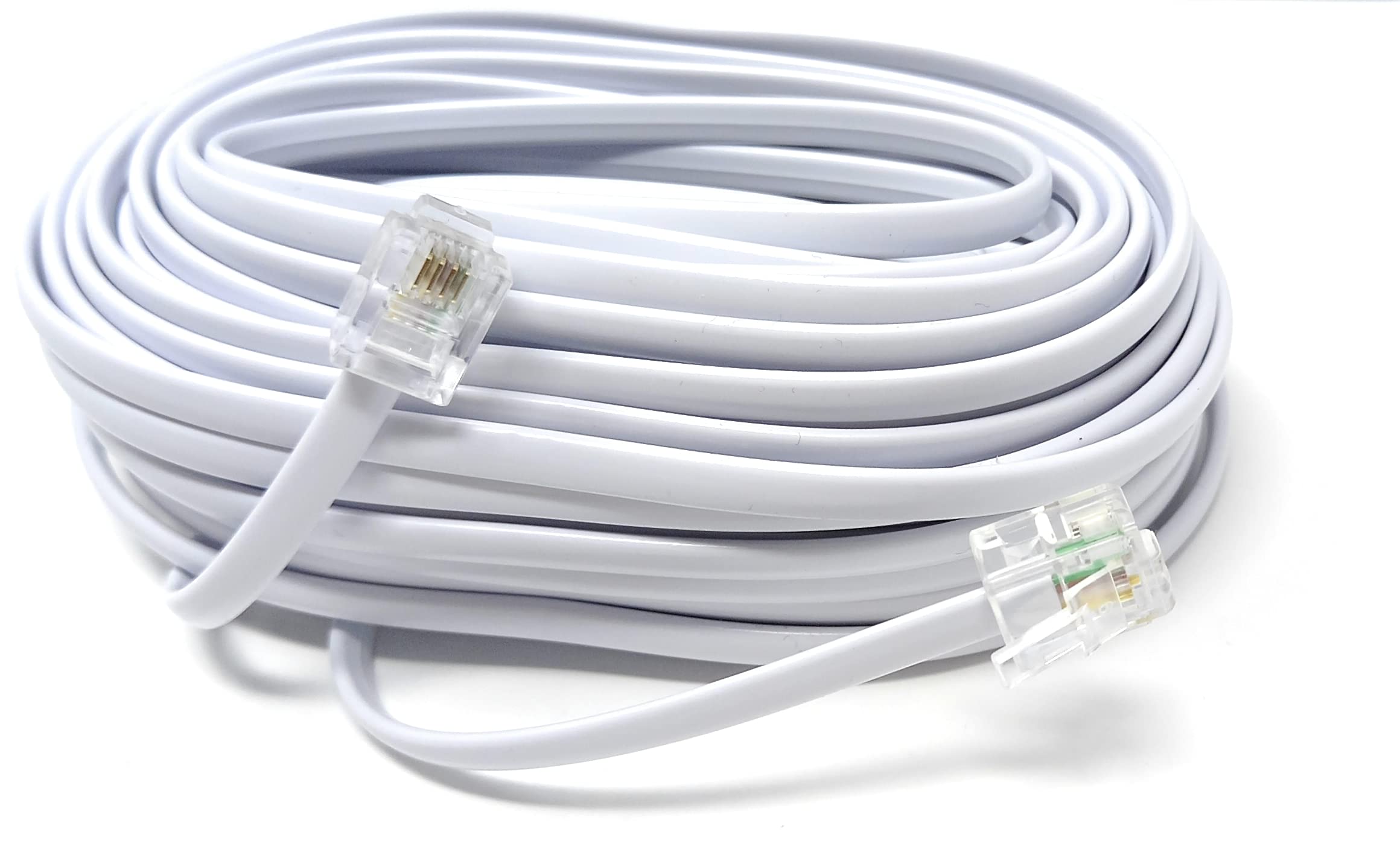 DRUT RJ11 to RJ11 Telephone Landline Cable ADSL (6P4C) Flat Lead High Speed BT Internet Broadband Male to Male Router, Modem, Phone Extension Wire