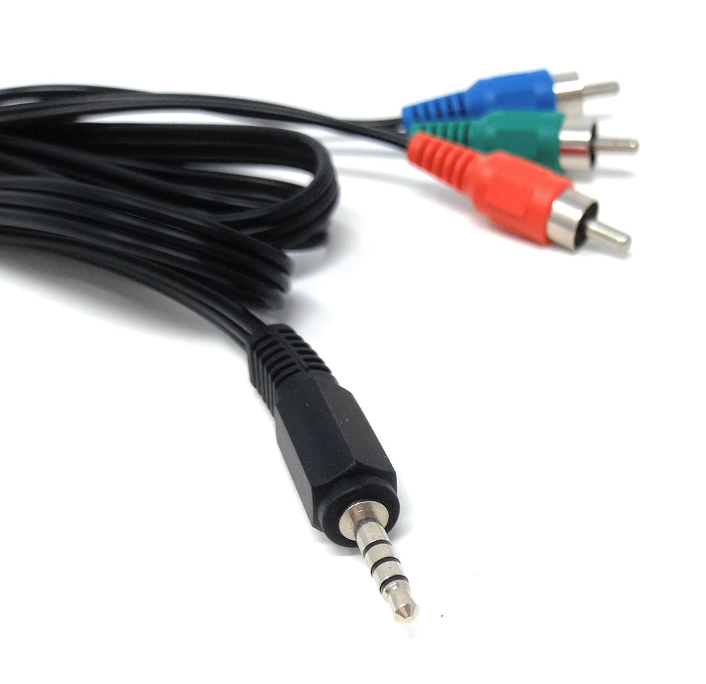 DRUT 1.5m 3.5mm 4 Pole Jack to Triple RCA RGB Component Video Cable, TRRS to AV Audio Video Lead for TV, DVD Player, Camcorder, Projector, Set Top Box & Multimedia Devices