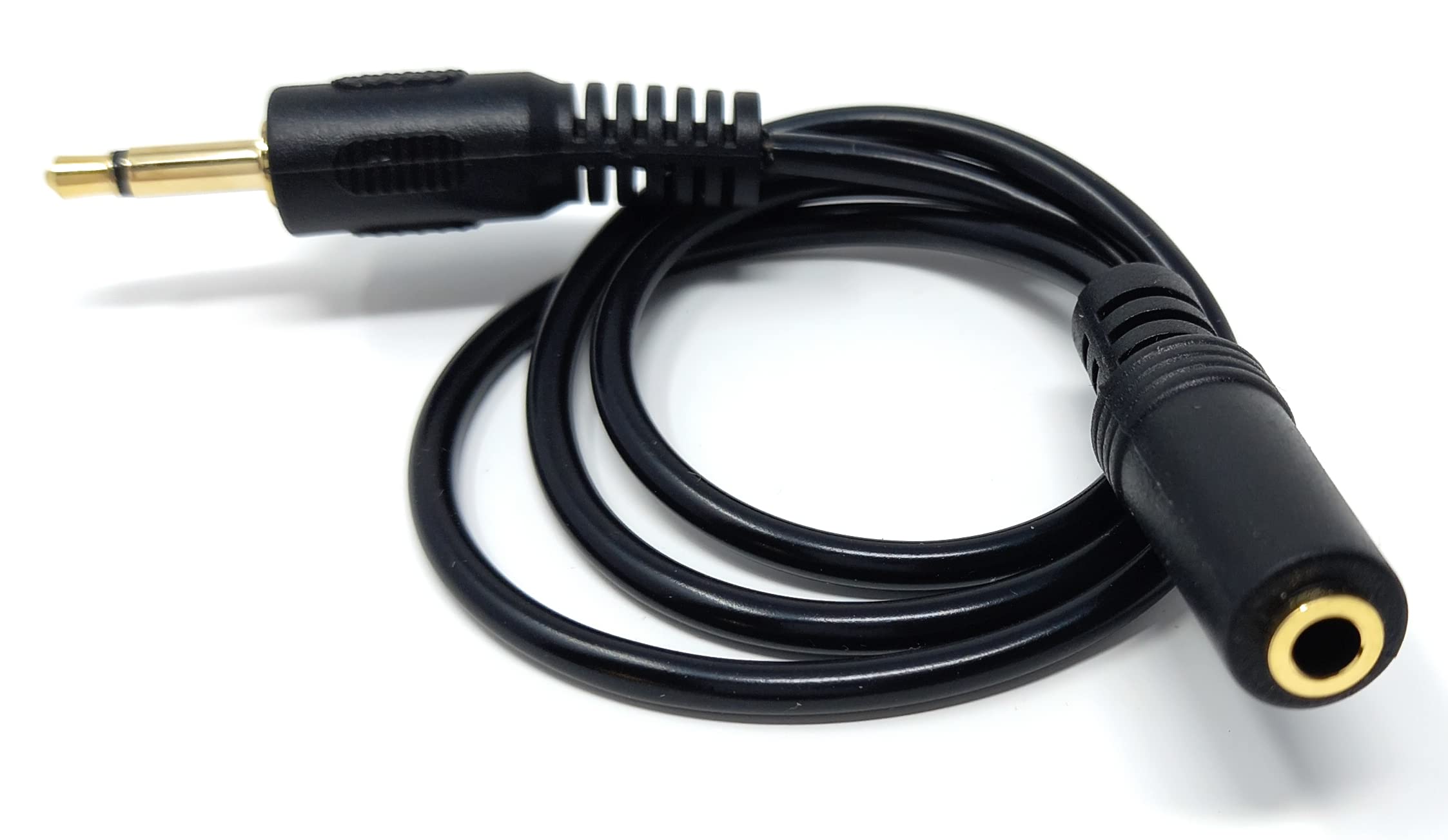 3.5mm Mono Jack to 3.5mm Socket Extension Cable Gold Connectors, Male Plug to Female Socket