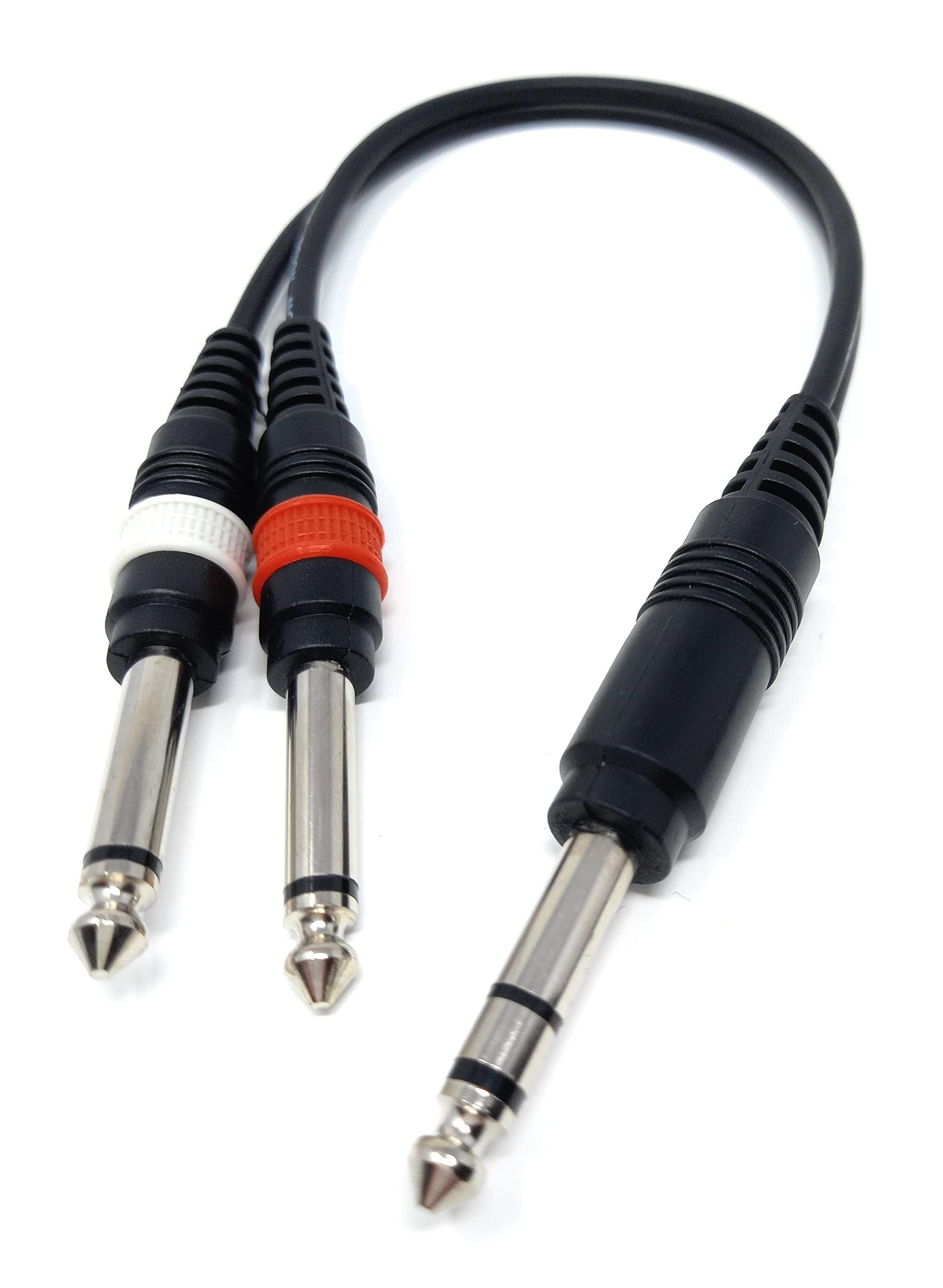 DRUT 6.35mm Stereo Jack to Twin 6.35mm Mono Jacks Male to Male TRS Cable