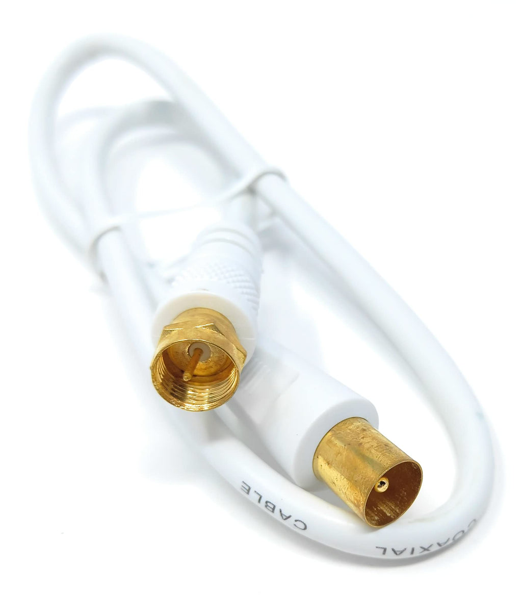 DRUT RF TV Aerial Male to F Type Connector Male Plug Coaxial Coax Cable, Lead, 75 Ohm, 3C-2V