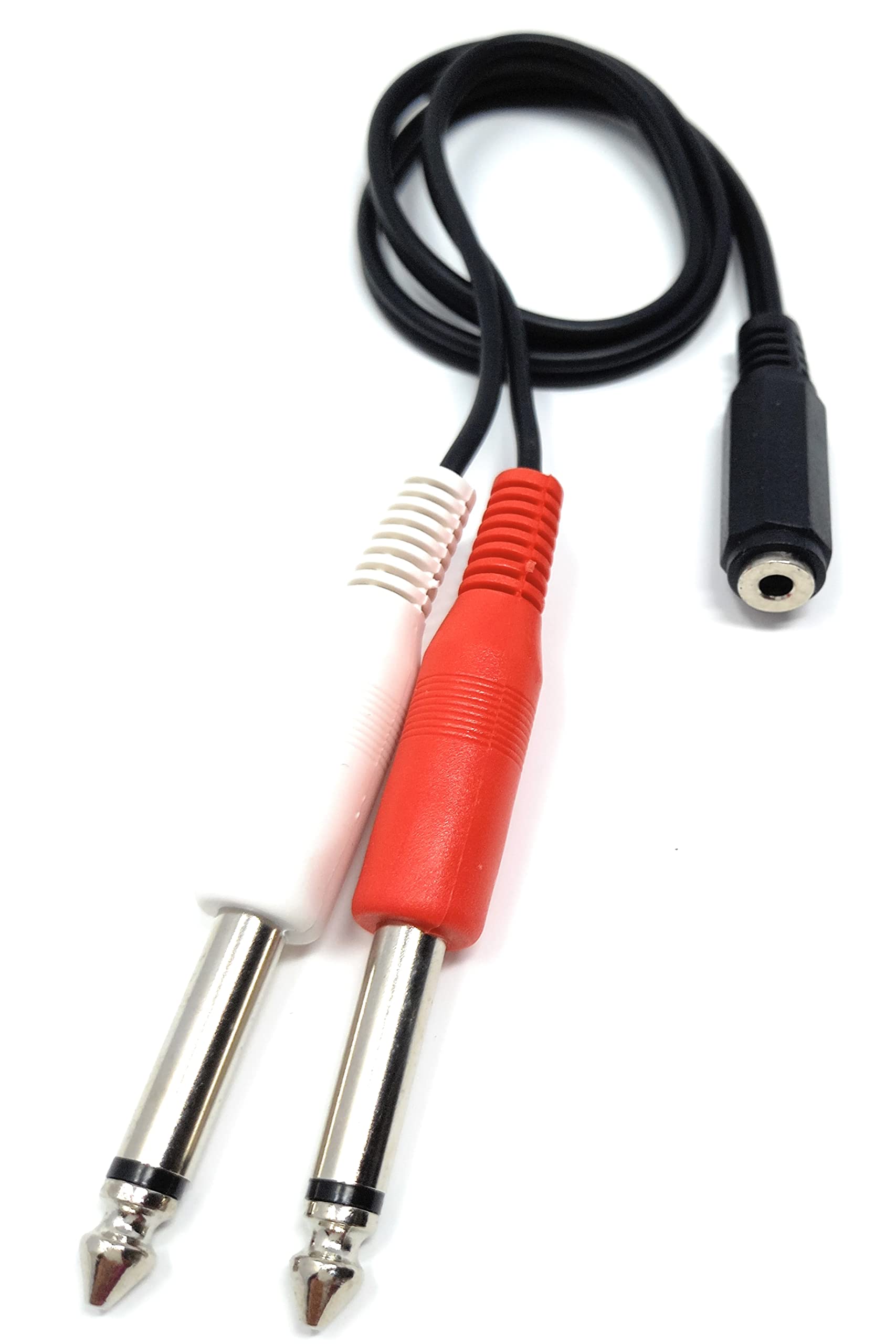 DRUT 6.35mm Stereo Socket to Twin 2 x 6.35mm Mono Jack Plugs Cable Adapter create description