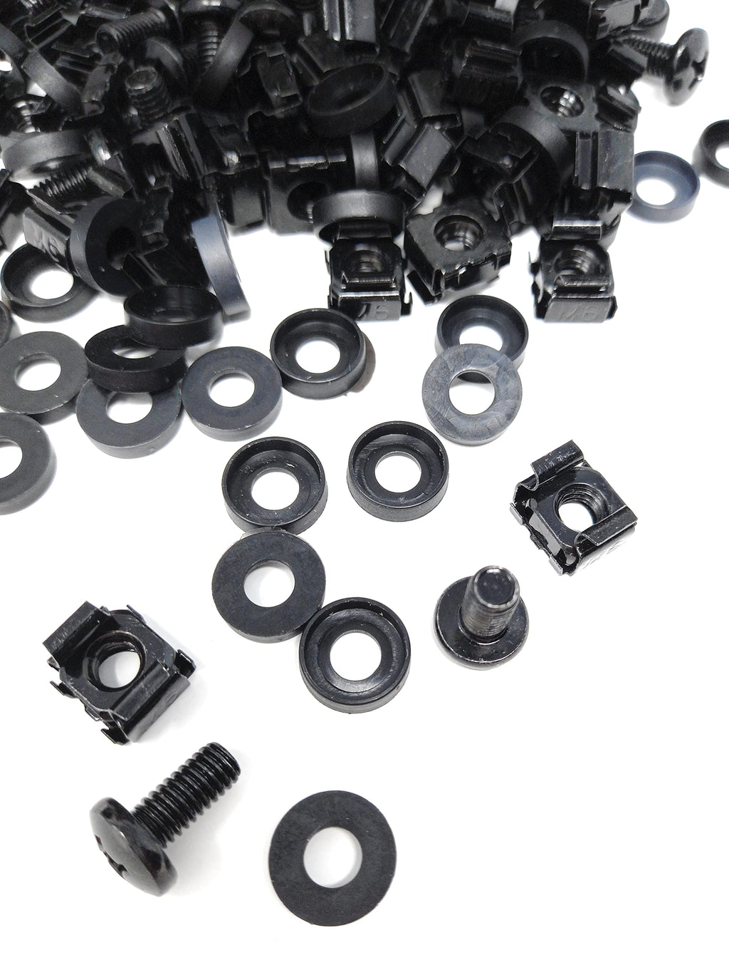 50pcs. M6 Rack Fixing Set, Captive Cage Nuts Bolts Screws & Washers for Data Cabinets, Music Instruments. AMP, Equalisers, CD Player etc.