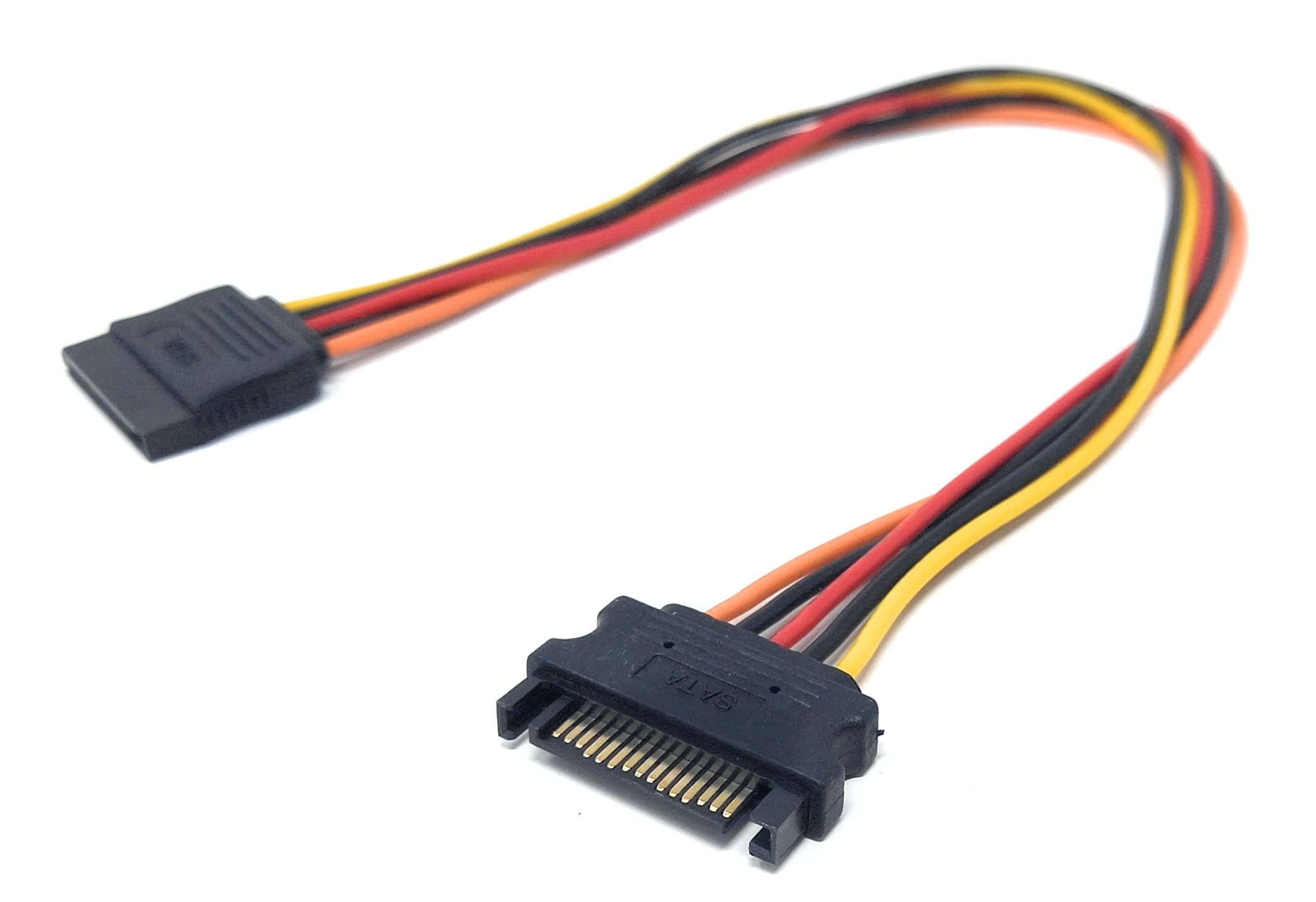 25cm 15 Pin SATA Extension Power Cable, Male to Female Extender Cord Adapter for Hard Drive Disk, SSD, HDD, PCI-E