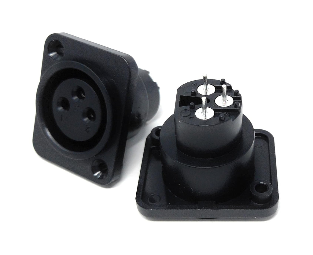 DRUT XLR 3 Pin Female Chassis Panel Mount Connector - D Series, Fits Standard D-Pattern Holes for Audio, Studio, PA Systems, Microphone, Music Instrument Cables