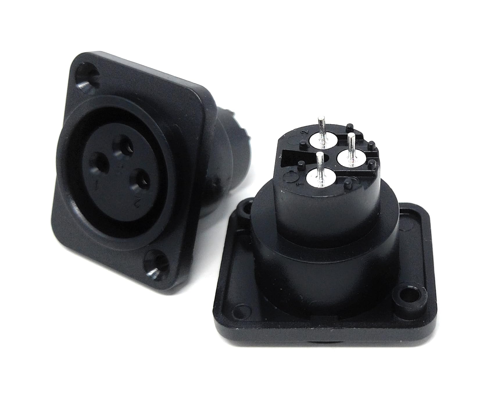 DRUT XLR 3 Pin Female Chassis Panel Mount Connector - D Series, Fits Standard D-Pattern Holes for Audio, Studio, PA Systems, Microphone, Music Instrument Cables