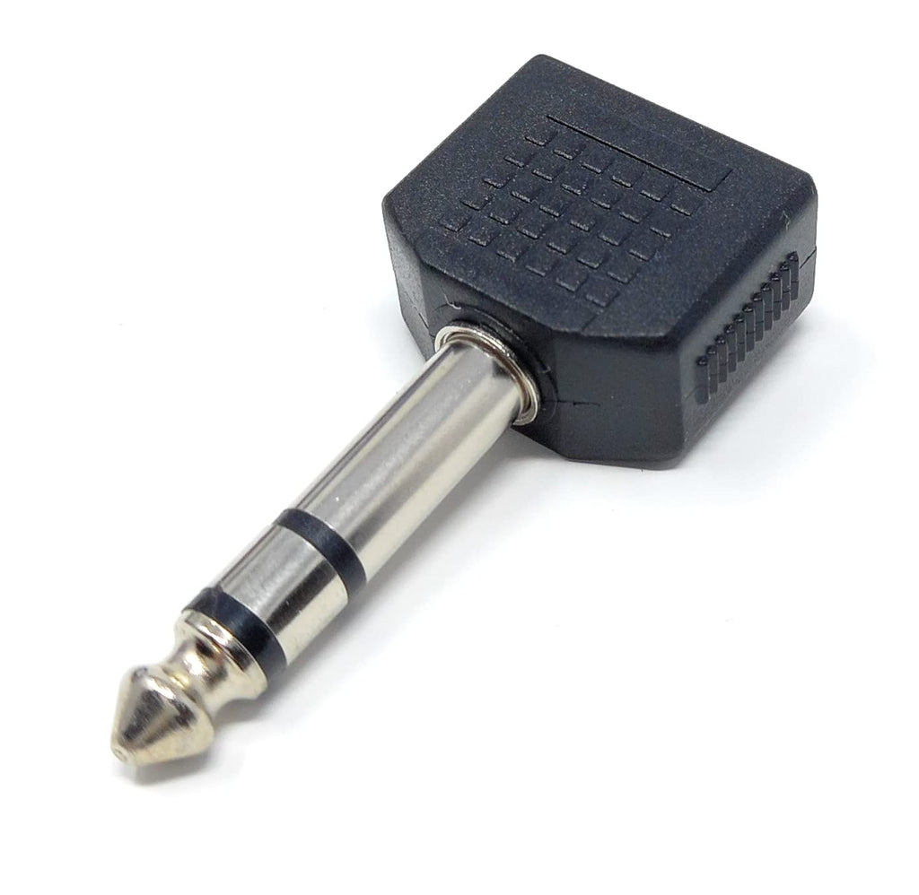 DRUT 6.35mm Stereo Jack Plug to Twin 3.5mm Female Sockets Cable Adapter Y Splitter