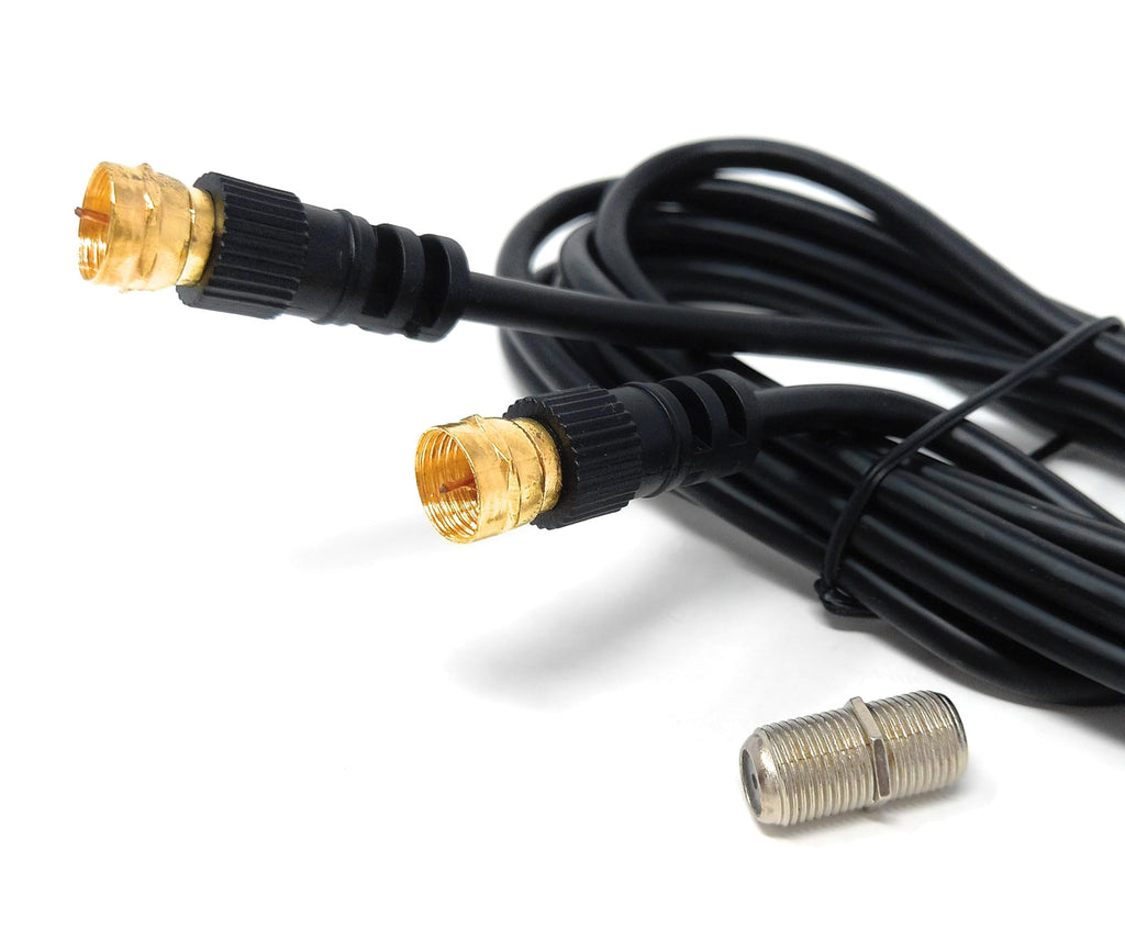 DRUT F-Type Connector TV RG6 Cable With (F-Type Female Coupler) Compatible With STB, Dish TV, Satellite, Antenna Coax Cable Lead