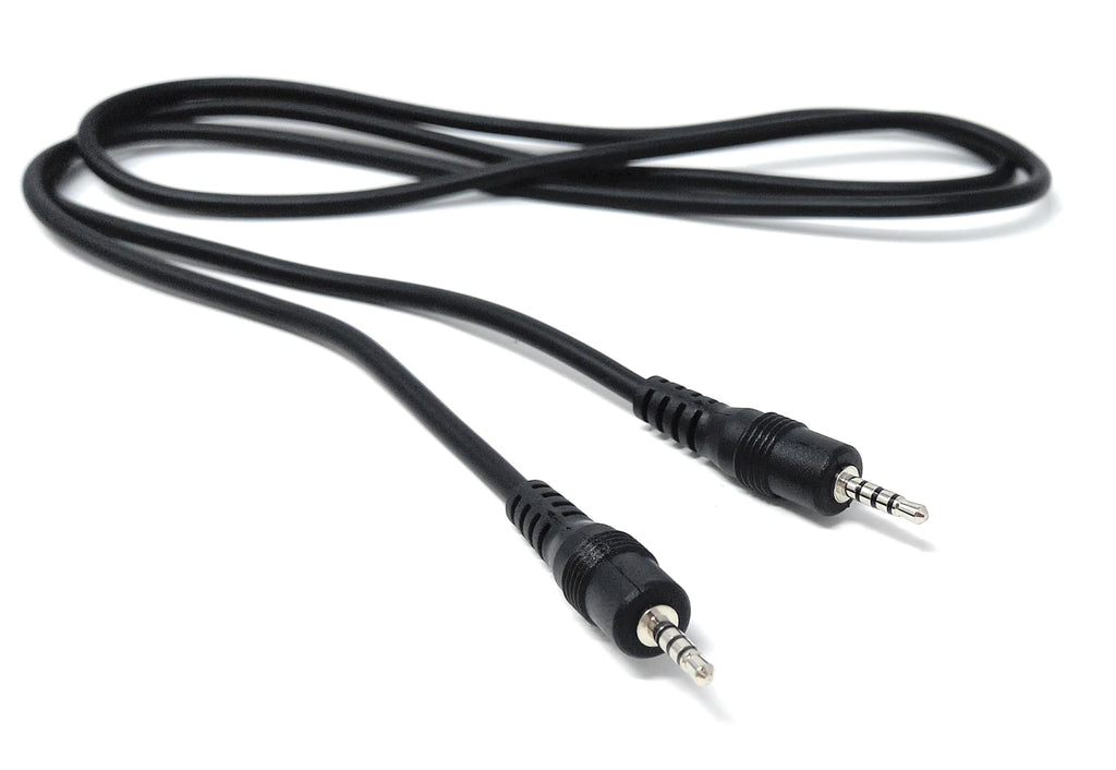 DRUT 2.5mm 4 Pole TRRS Jack to Jack AV Cable, Black, Audio Video Lead for Camcorder, Sat Nav, Portable DVD, Monitor, CCTV and Multimedia Devices