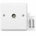 TV/FM Coaxial Single Socket Faceplate Wall Plate, Rounded Edge Design – Easy Install with Screws Included