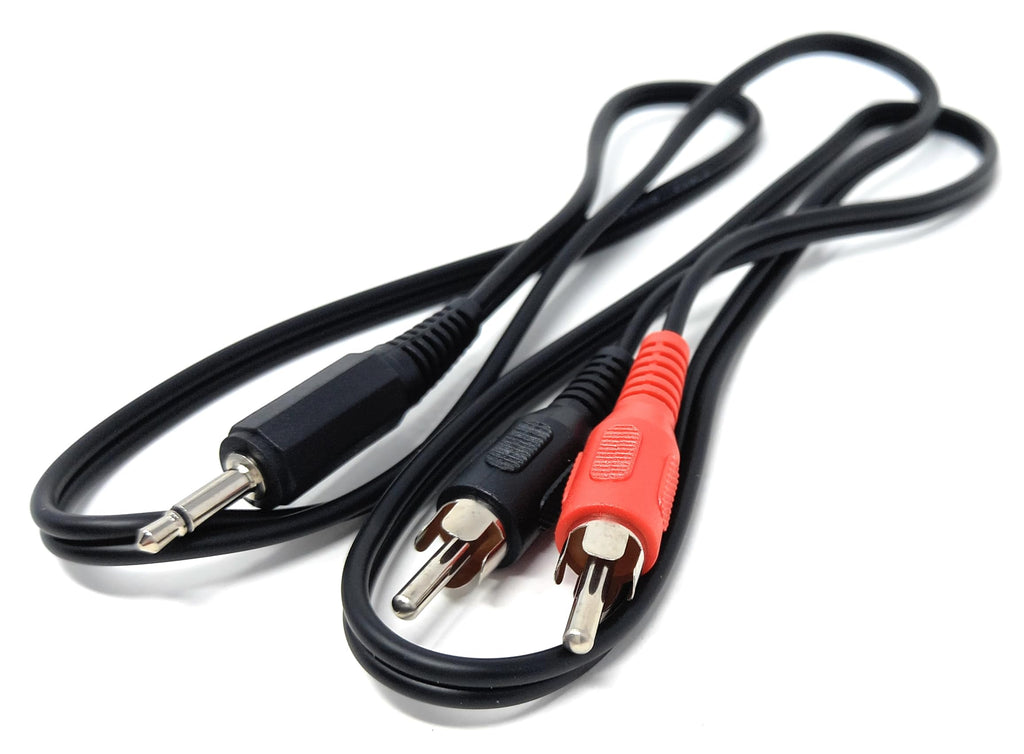 DRUT 3.5mm Mono Male Jack Plug to 2 x RCA Phono Red/Black Plugs Audio AUX Lead Cable