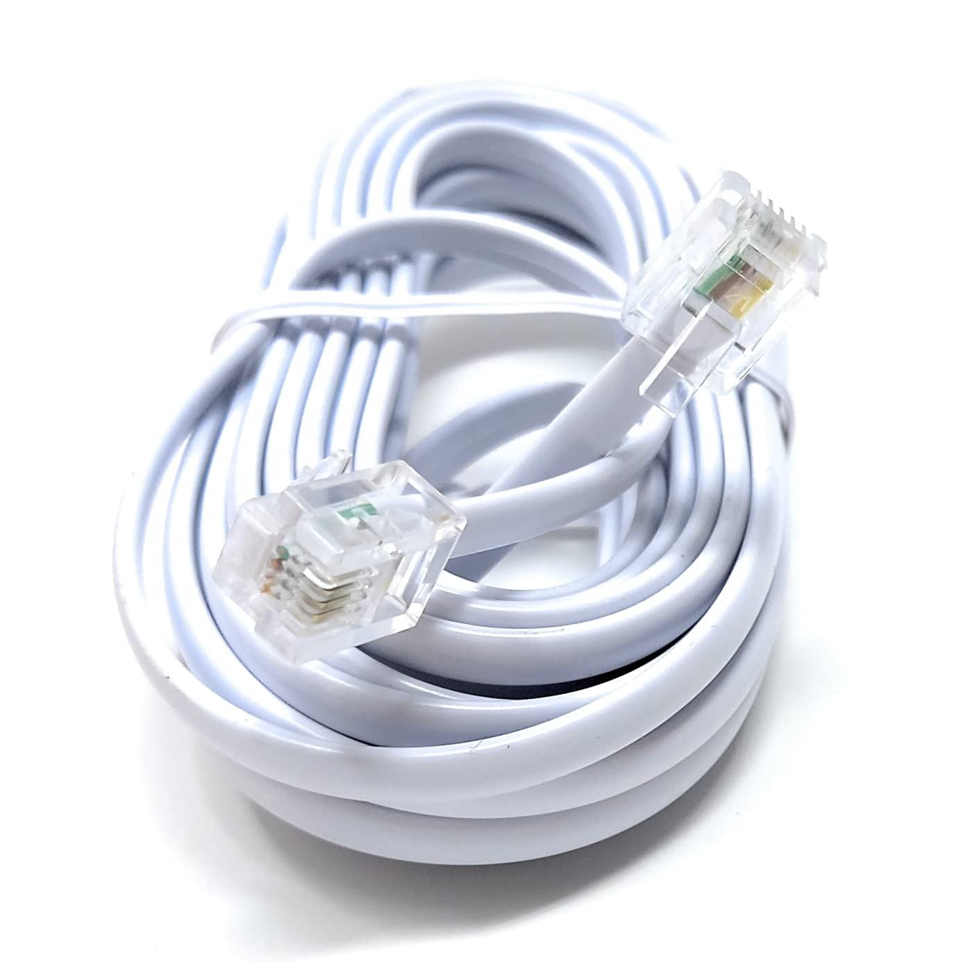 DRUT RJ11 to RJ11 Telephone Landline Cable ADSL (6P4C) Flat Lead High Speed BT Internet Broadband Male to Male Router, Modem, Phone Extension Wire
