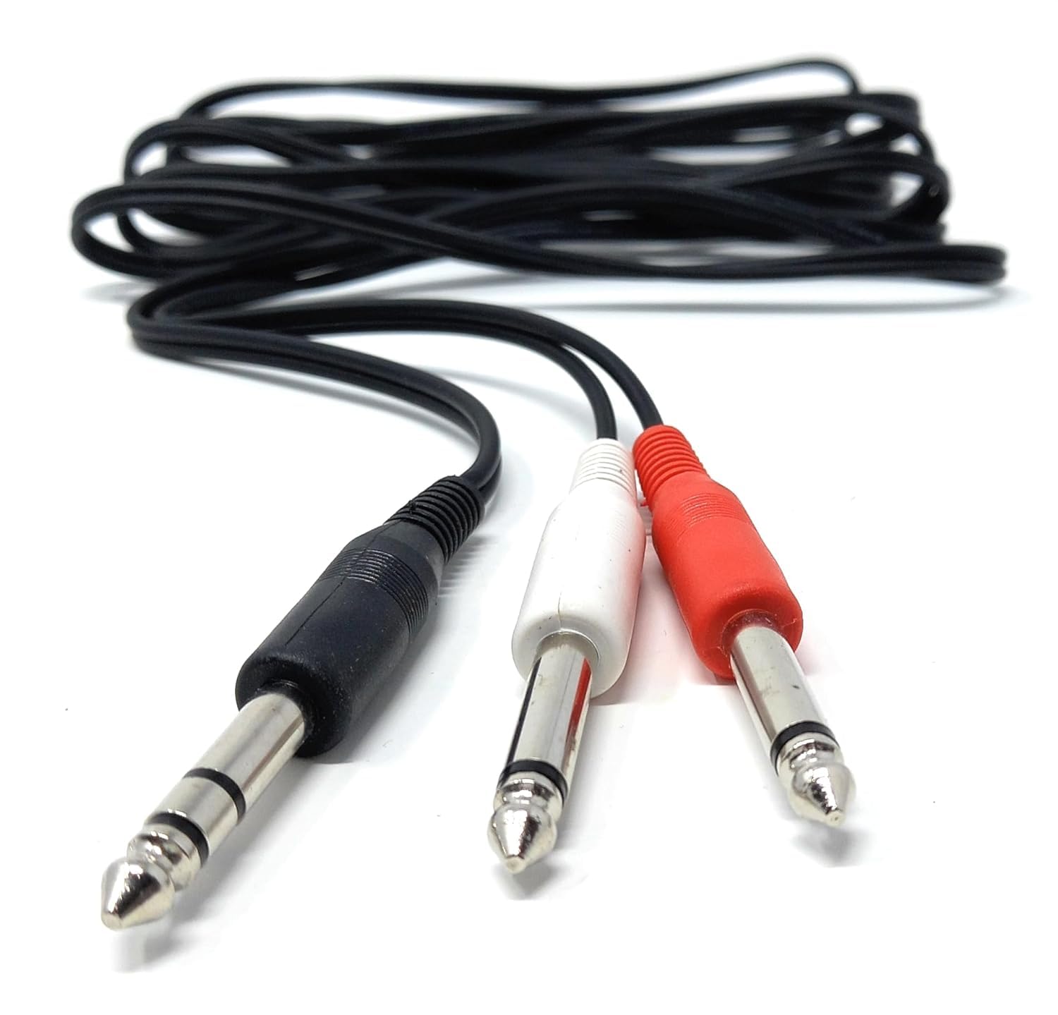 6.35mm Stereo Jack To 2 x 6.35mm Mono Jack Y Splitter TRS Stereo to Twin 1/4 Inch TS Mono Lead Cable