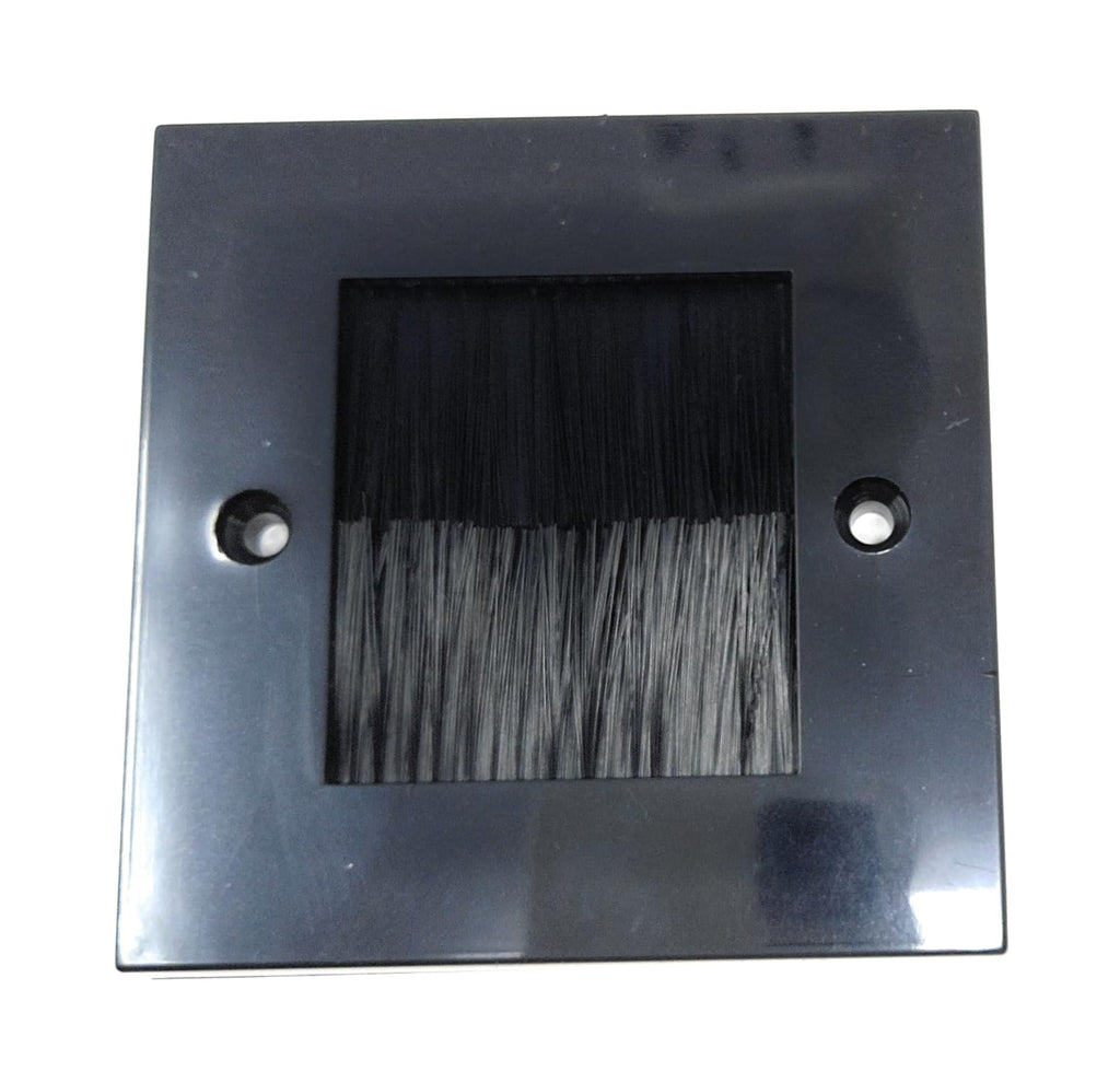 Single Gang Brush Wall Outlet Cable Entry Plate, Tidy Mount Faceplate, Black (Screws Included)
