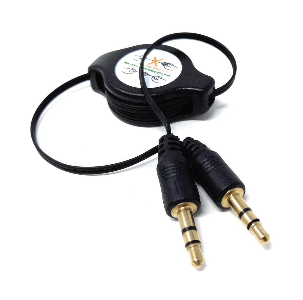 DRUT 3.5mm Retractable Male to Male Jack Stereo AUX Lead Audio Cable 0.8m Long
