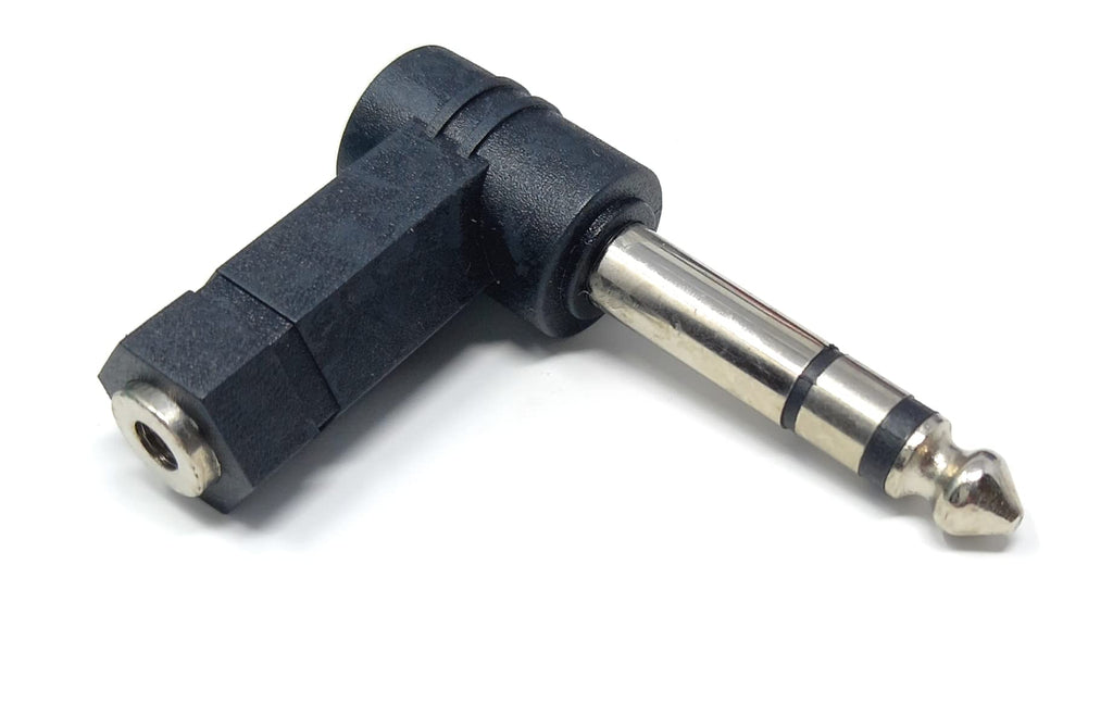 DRUT 1pcs 6.35mm STEREO Jack Plug to 3.5mm Female Socket Right Angle 90'' Cable Adapter