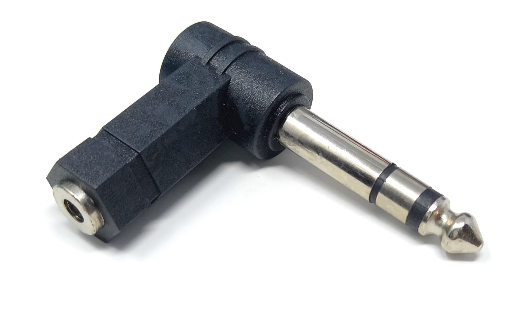 DRUT 1pcs 6.35mm STEREO Jack Plug to 3.5mm Female Socket Right Angle 90'' Cable Adapter