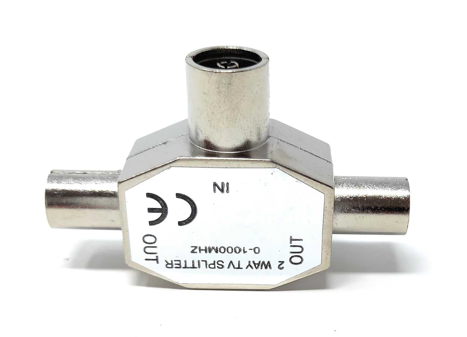 DRUT TV Antenna Adapter Distributor Splitter, 1 Female Socket in 2 Male Out, IEC Coax Cable, Aerial Digital Antenna Adaptor
