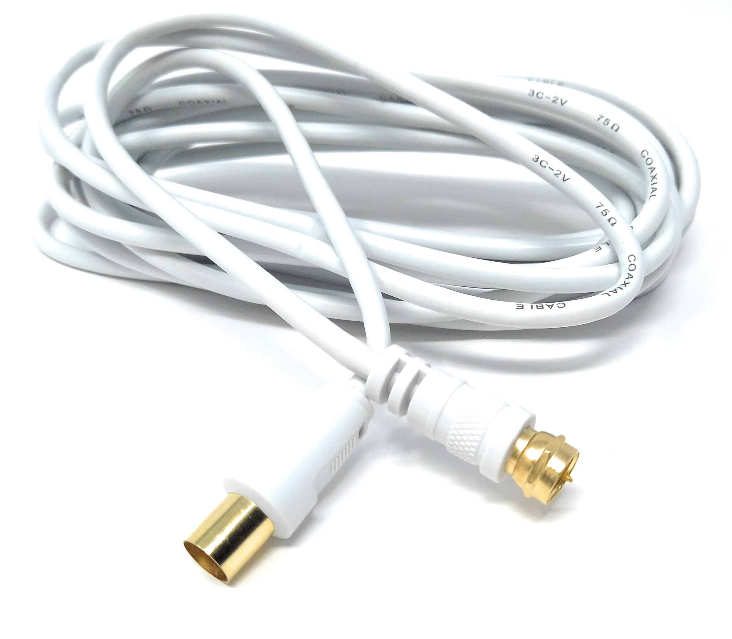 DRUT RF TV Aerial Male to F Type Connector Male Plug Coaxial Coax Cable, Lead, 75 Ohm, 3C-2V