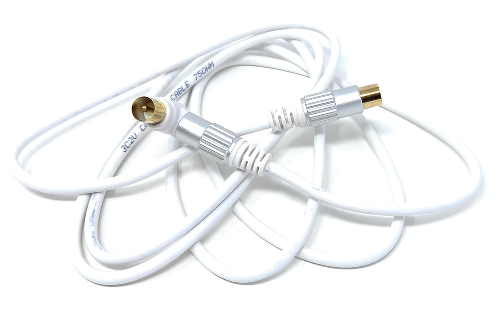 TV RF 4K Aerial Cable, 90 Angled Metal Plugs, Male to Male Angled Connector, Compatible with DVB-C, DVB-T, DVB-S, Digital & Analogue