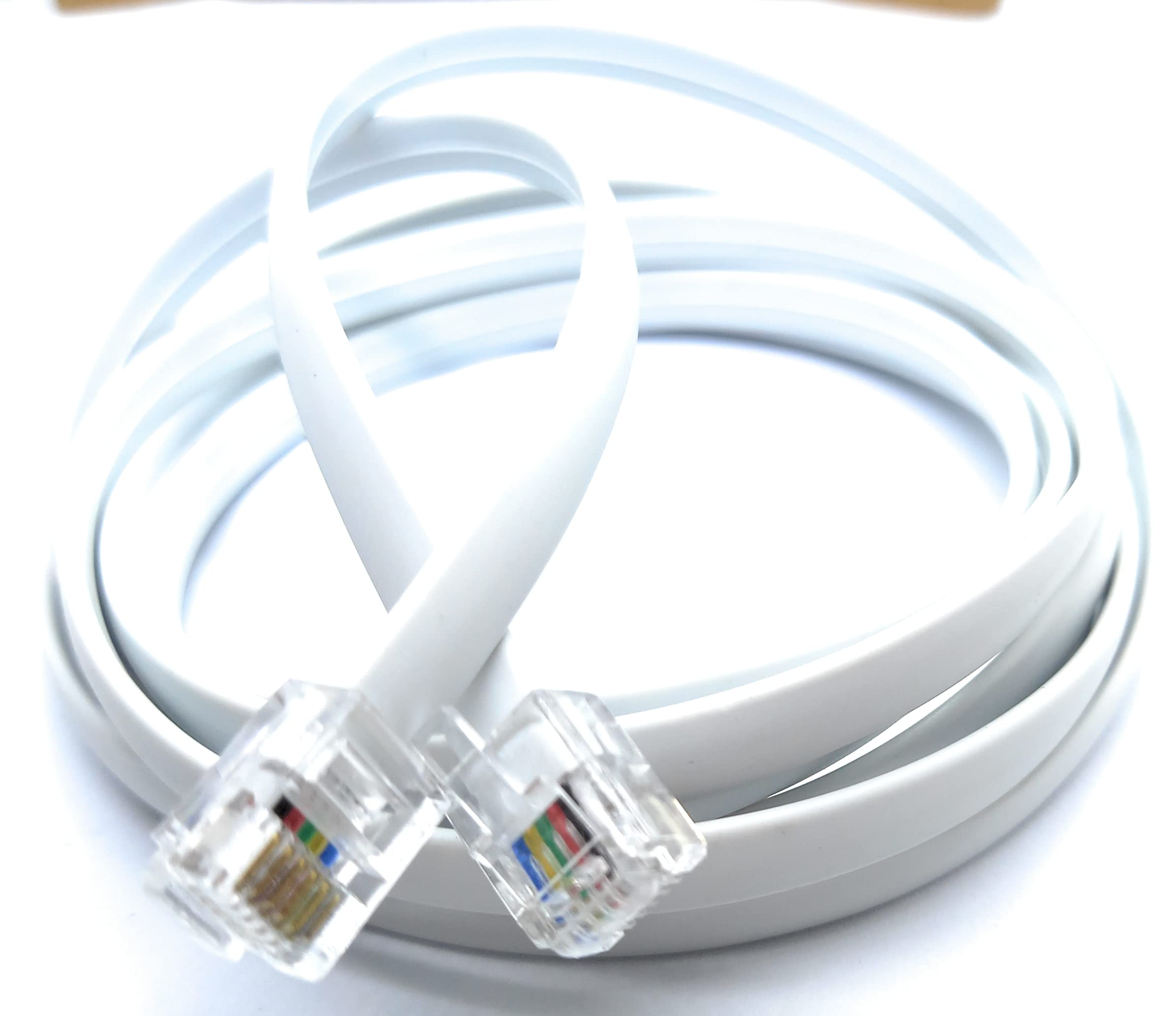 DRUT FLAT RJ12 to RJ12 6P6C Cable Lead Plug to Plug (RJ11 with 6 pin Wire)