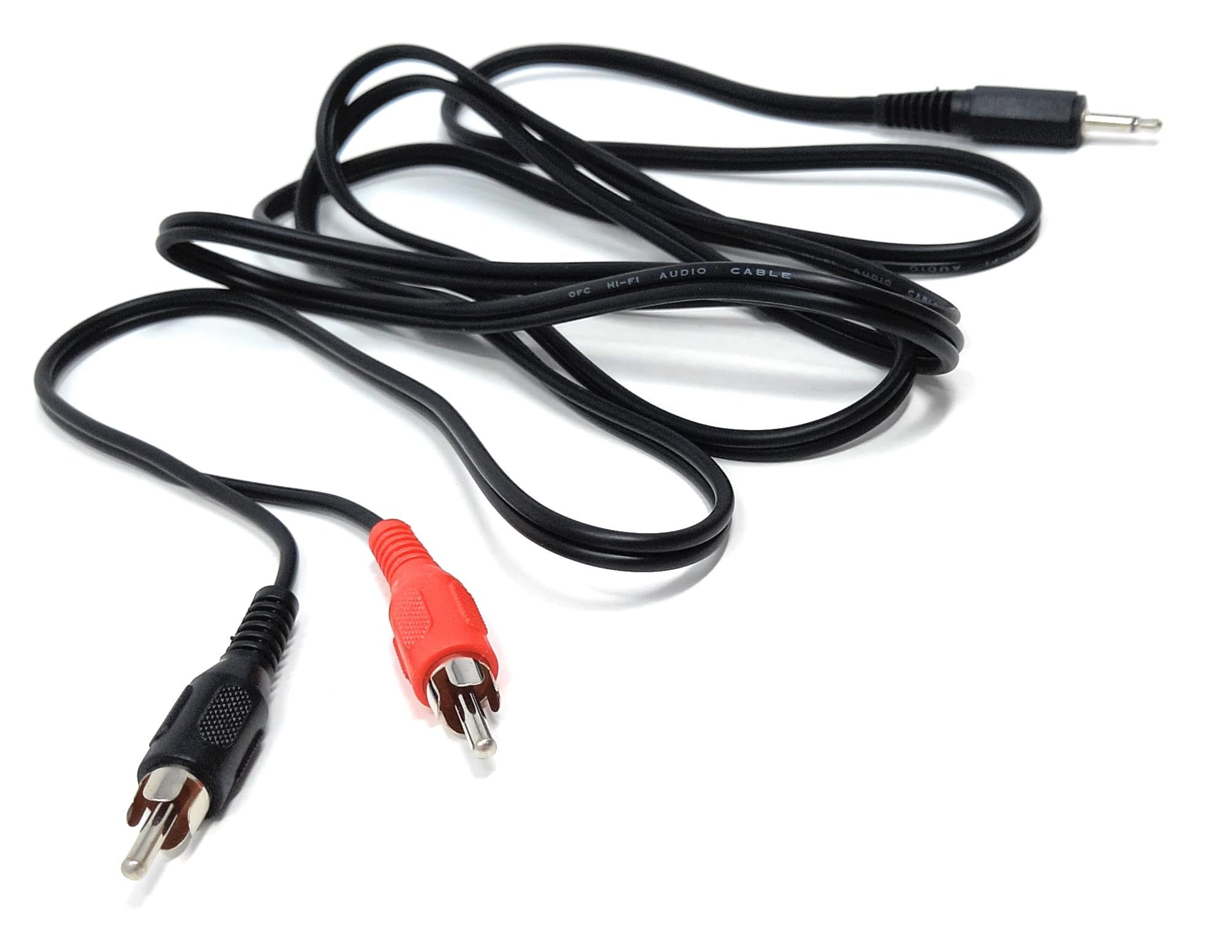 DRUT 3.5mm Mono Male Jack Plug to 2 x RCA Phono Red/Black Plugs Audio AUX Lead Cable