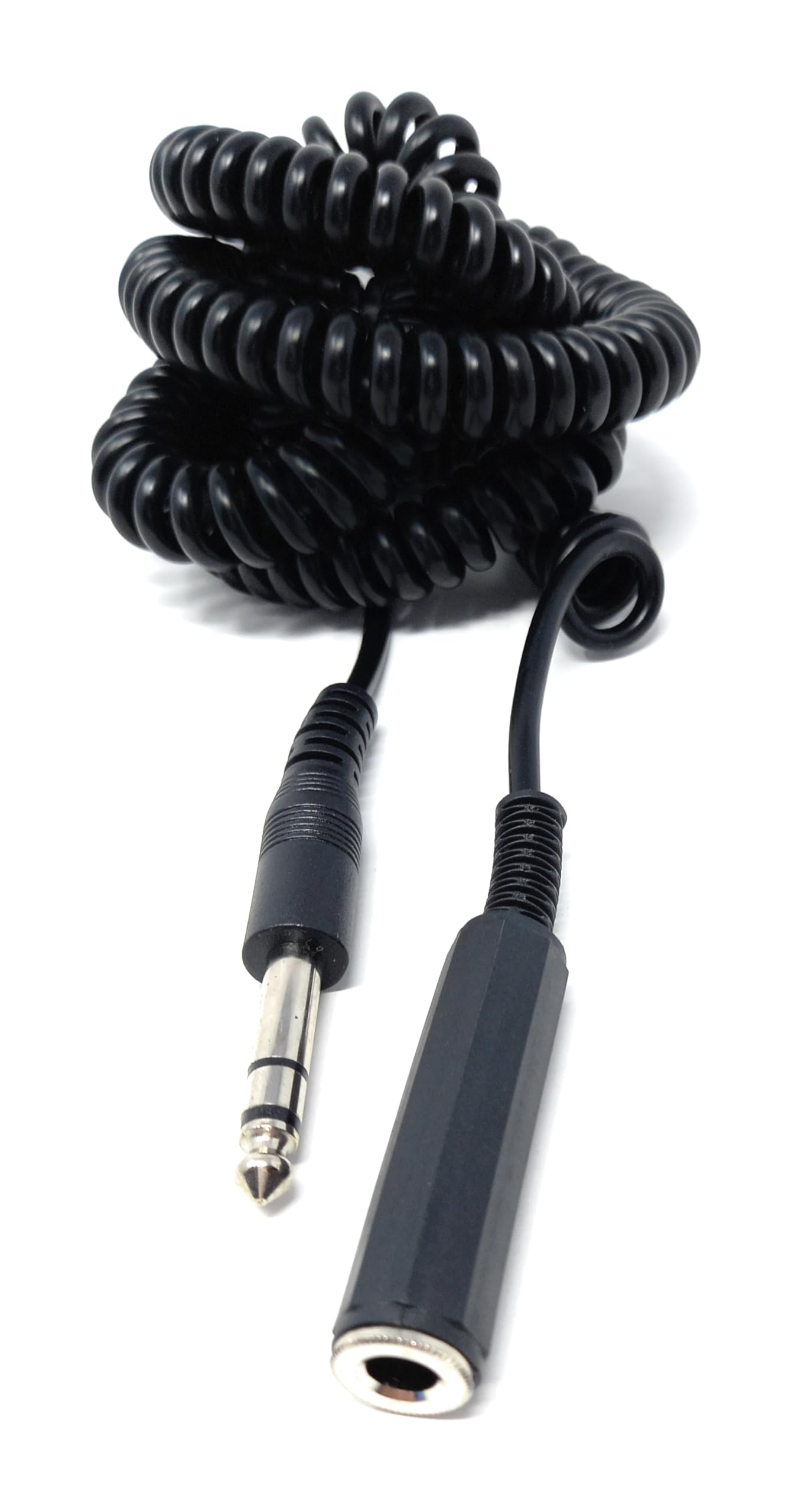 DRUT 5m 6.35MM Coiled Stereo TRS Jack Extension (Male to Female) Screened Audio Cable Cord for Headphones, Music Instruments 16.5ft