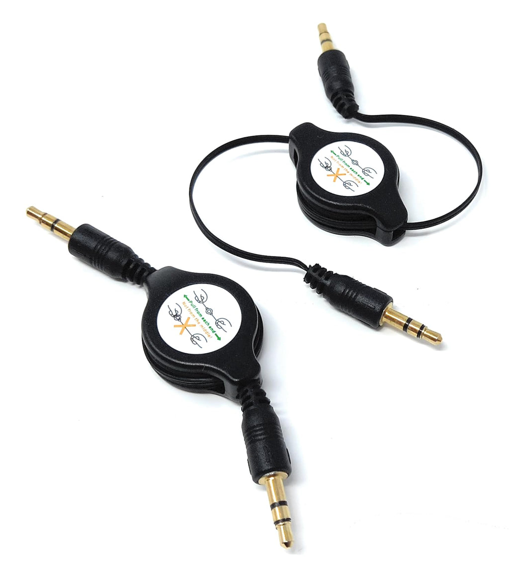 DRUT 3.5mm Retractable Male to Male Jack Stereo AUX Lead Audio Cable 0.8m Long
