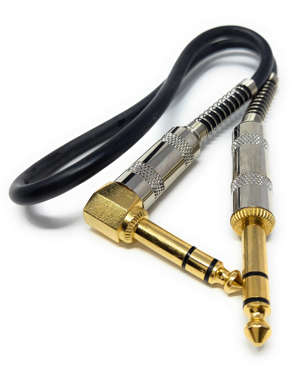 DRUT 50cm short Straight 6.35mm to Right Angle Jack Stereo Audio Male to Male Plugs 3 Pole TRS Balanced Patch Cable 1.6ft
