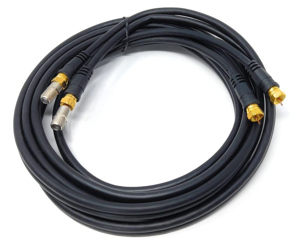 DRUT Twin Shotgun Satellite Moulded F-Type Plug to Socket RG6 Coaxial Extension Antenna Cable Lead With F-Type Couplers