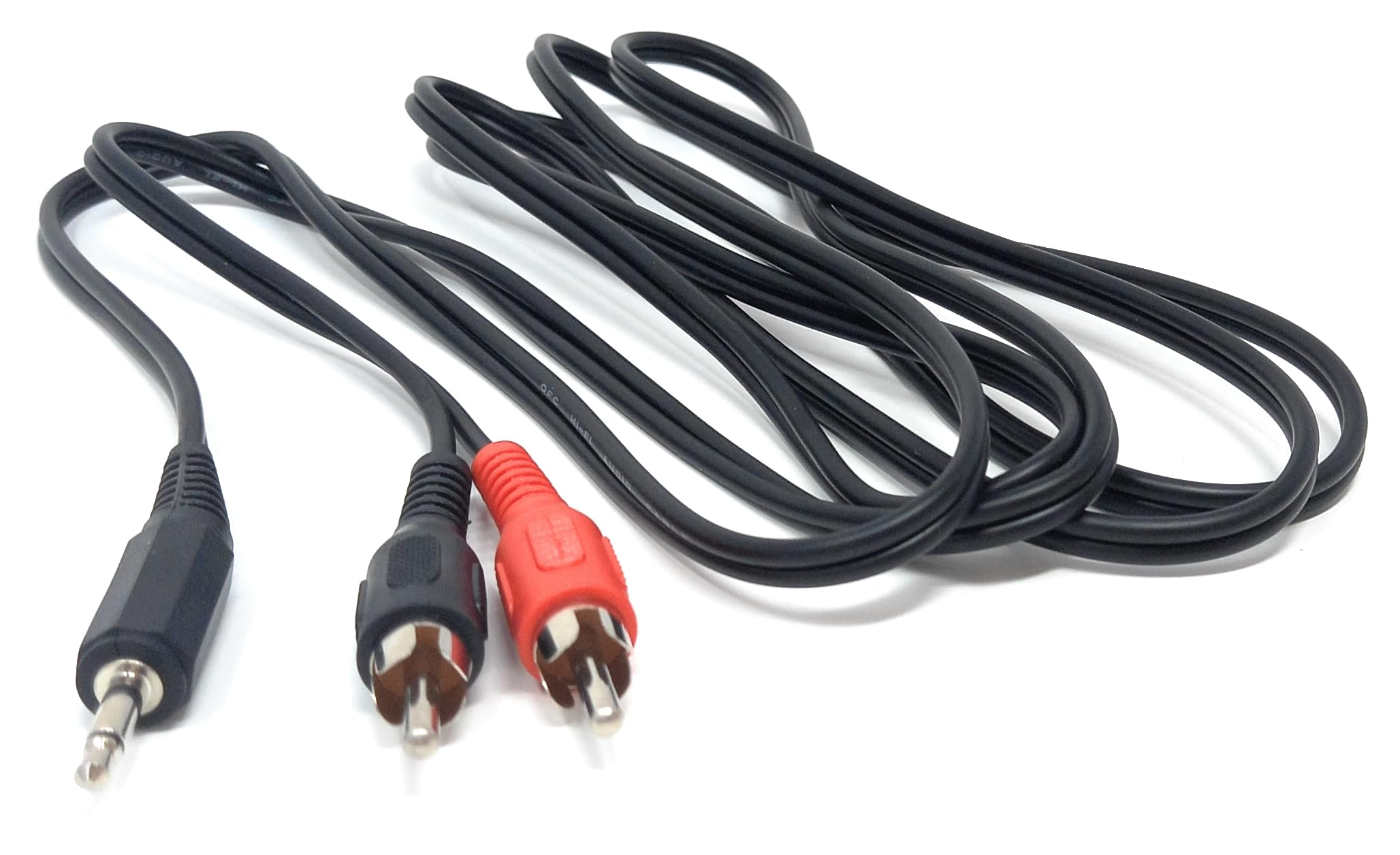 DRUT 3.5mm Mono Male Jack Plug to 2 x RCA Phono Red/Black Plugs Audio AUX Lead Cable