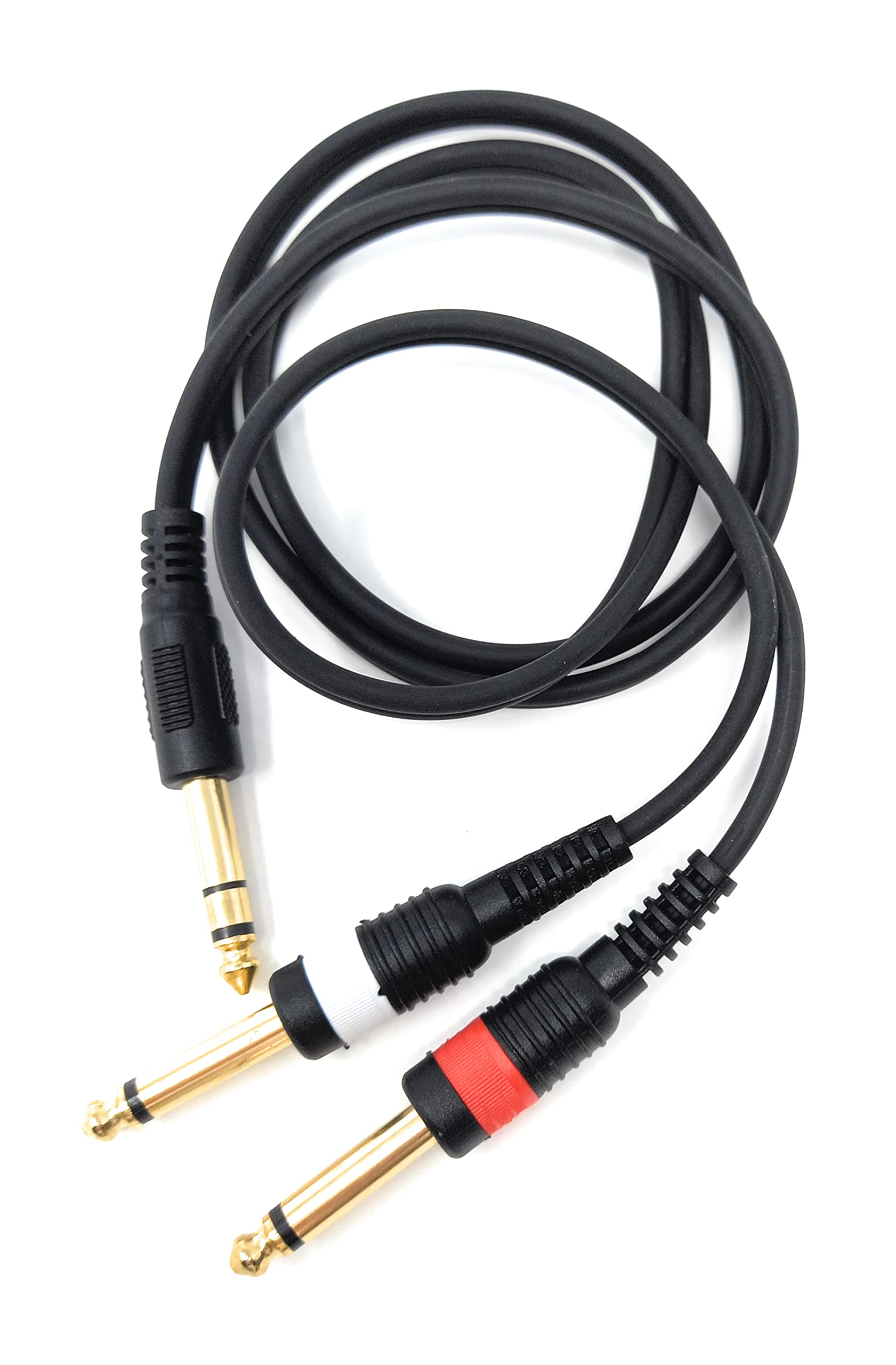 DRUT 6.35mm Stereo Jack to Twin 6.35mm Mono Jacks Male to Male TRS Cable