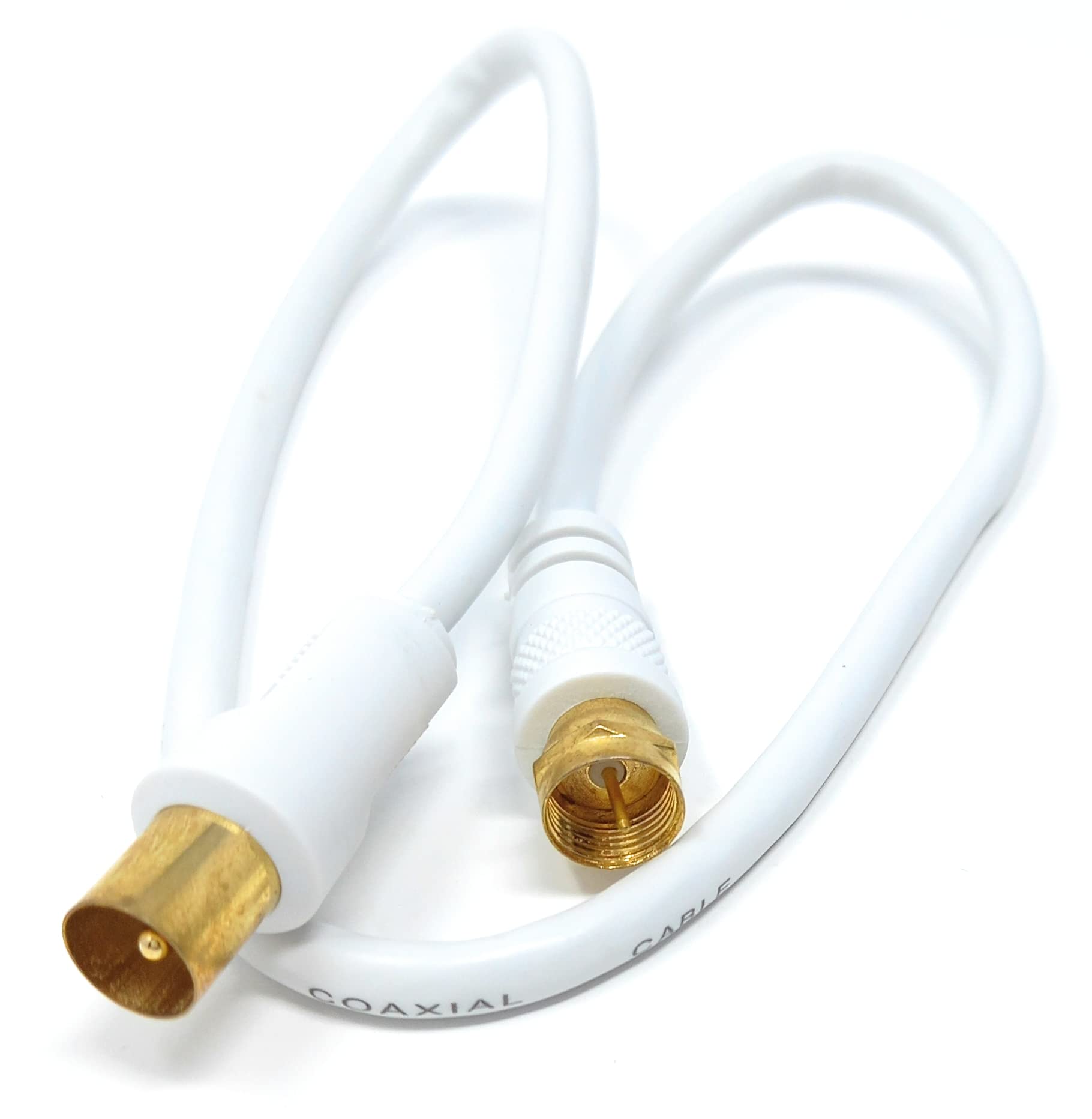 DRUT RF TV Aerial Male to F Type Connector Male Plug Coaxial Coax Cable, Lead, 75 Ohm, 3C-2V