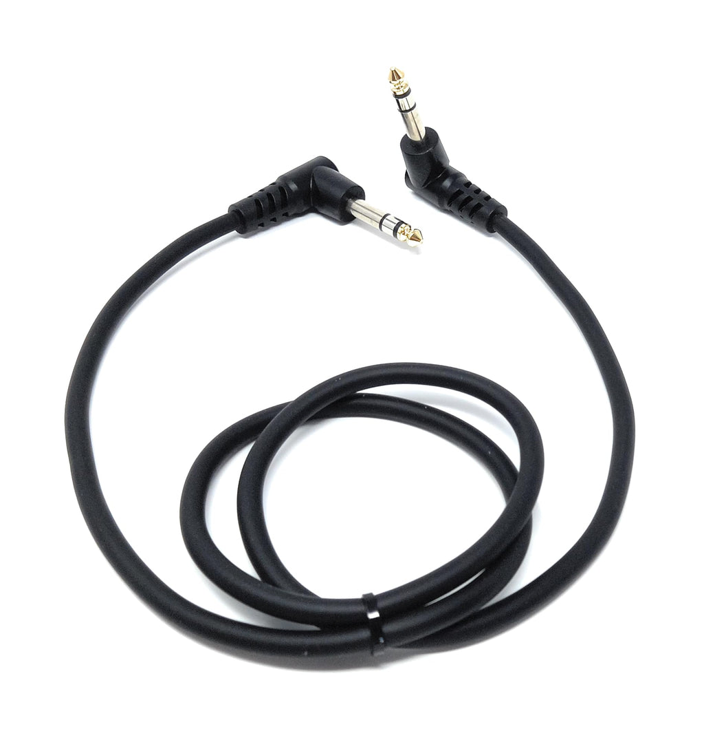 6.35mm 1/4" TRS Stereo Jack to Jack Plug, Dual Right Angle Patch Cable Lead for Headphones Amplifiers, Music Instruments, Live Events, DJ