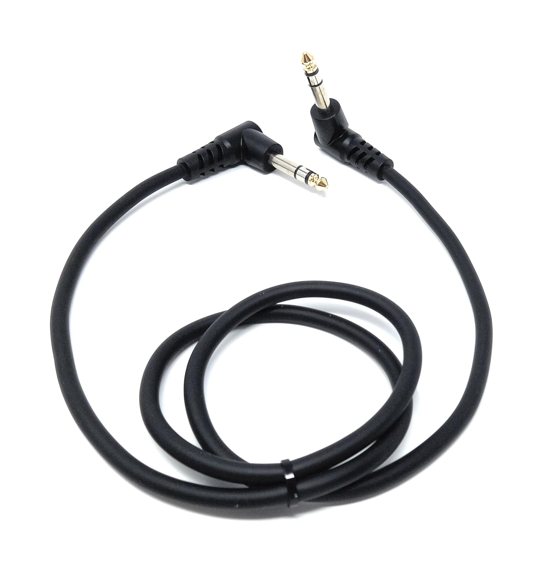 6.35mm 1/4" TRS Stereo Jack to Jack Plug, Dual Right Angle Patch Cable Lead for Headphones Amplifiers, Music Instruments, Live Events, DJ