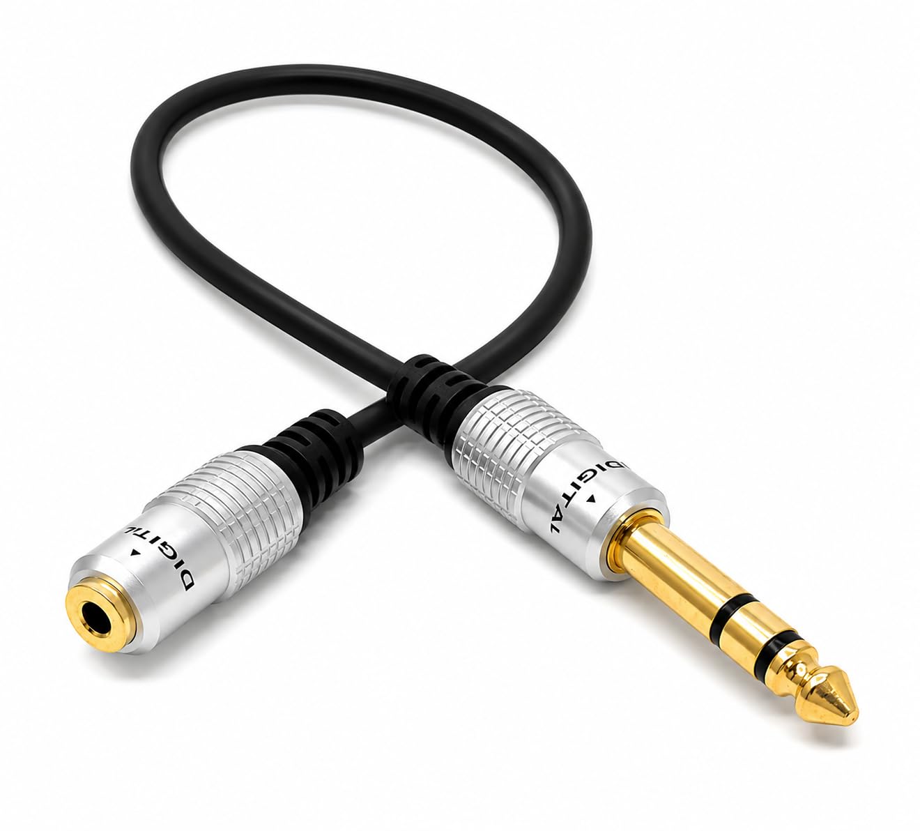 DRUT 30cm 6.35mm to 3.5mm Female Stereo Adapter Cable, Gold Plated TRS Audio Converter & Headphone Extension Lead for Instruments, Speakers & Home Theater (1/4 Inch to Mini Jack)