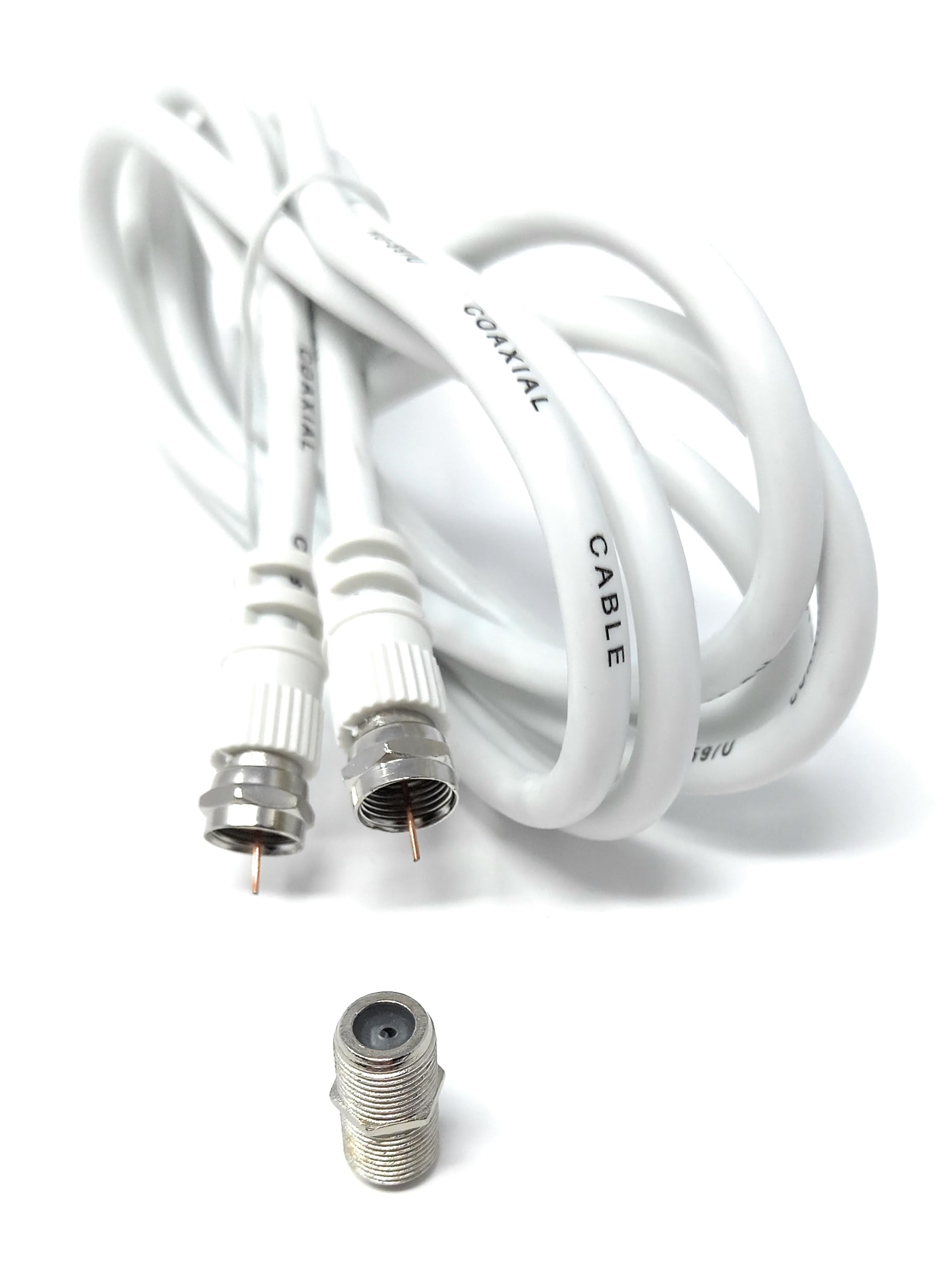 DRUT F-Type Connector TV RG6 Cable With (F-Type Female Coupler) Compatible With STB, Dish TV, Satellite, Antenna Coax Cable Lead