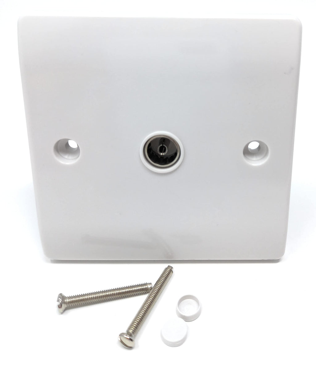 TV Aerial Socket Coaxial Coax Wall Face Plate White TV Point TV/FM