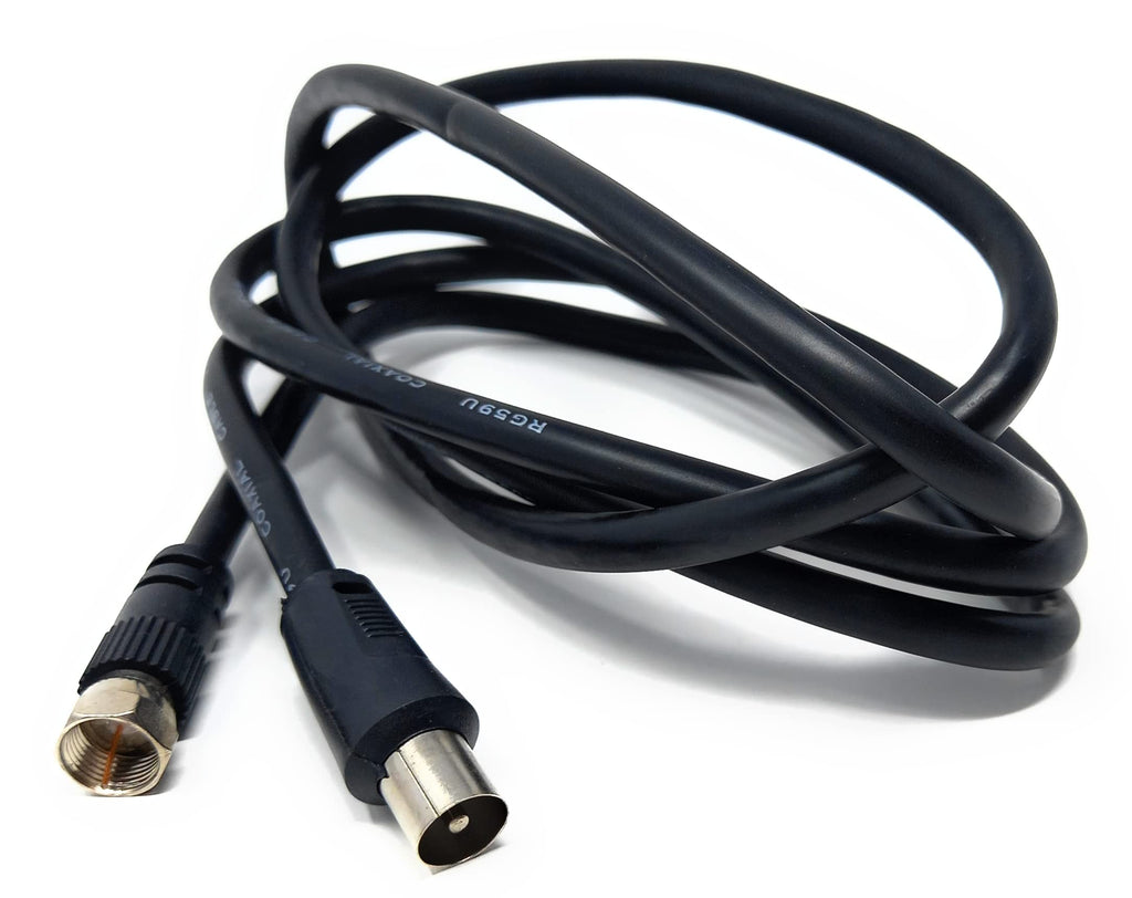DRUT RF TV Aerial Male to F Type Connector Male Plug Coaxial Coax Cable, Lead, 75 Ohm, 3C-2V