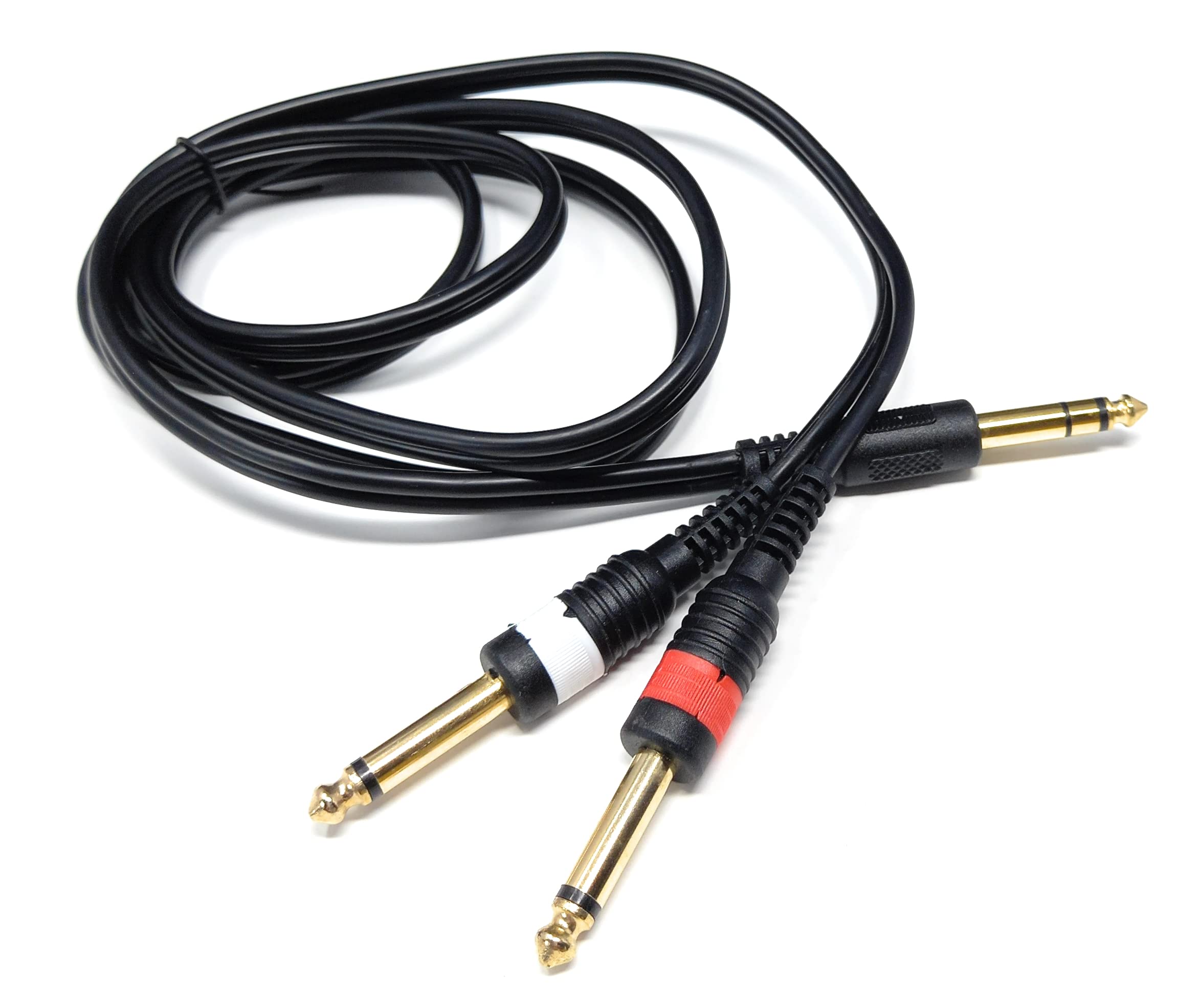DRUT 6.35mm Stereo Jack to Twin 6.35mm Mono Jacks Male to Male TRS Cable