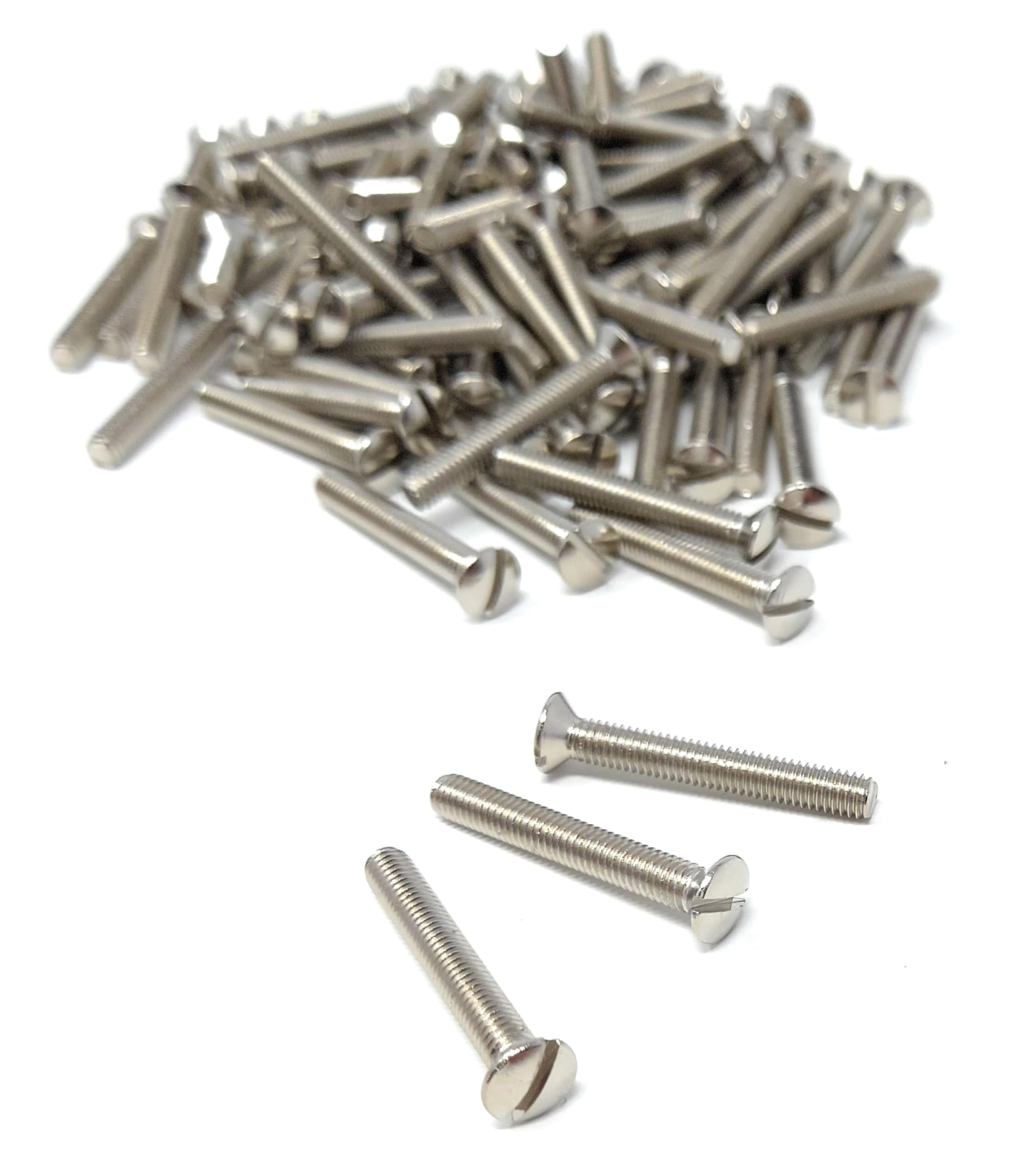 M3.5 Slotted Raised Countersunk Electrical Socket, Faceplate, Surface, Light Switch Screws, Nickel Plated