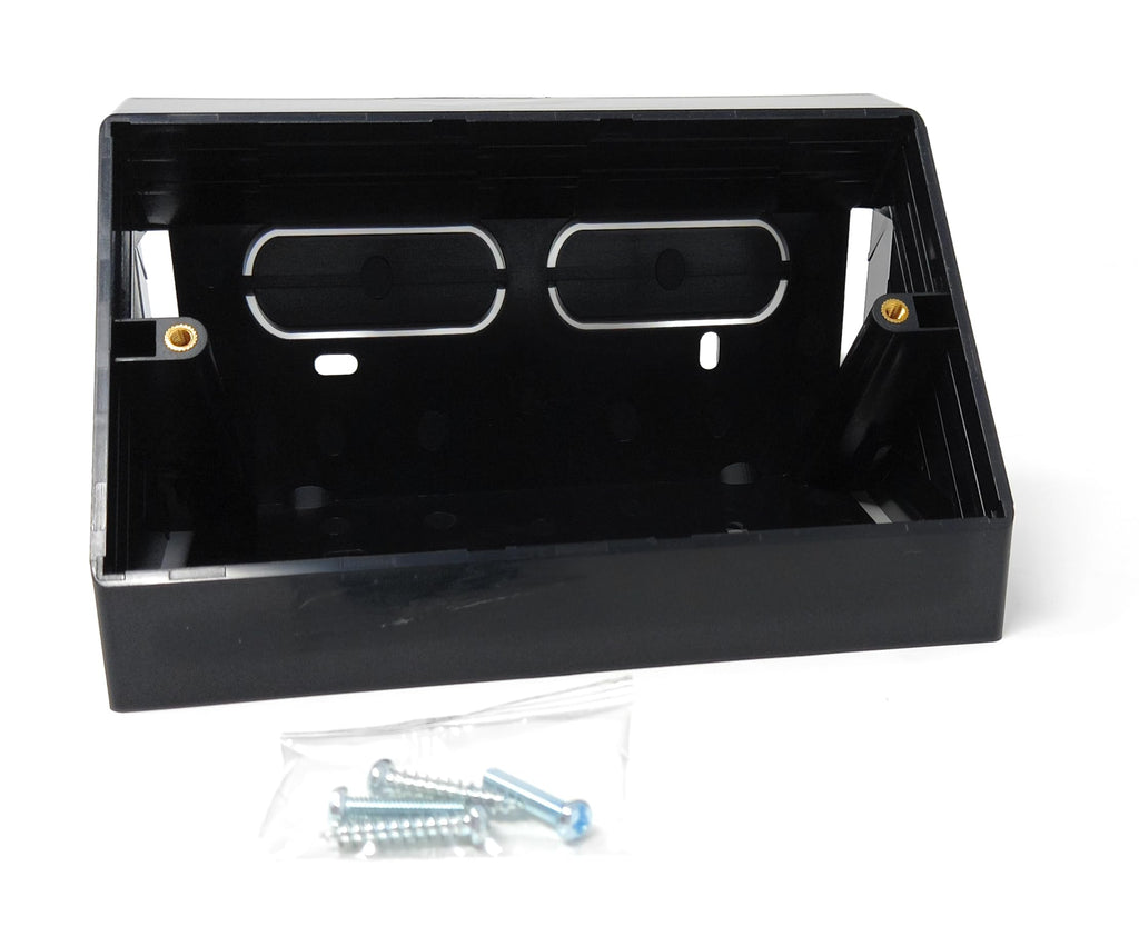 Double 2-Gang Surface Mount Pattress Electrical Back Box – 45° Angled for Faceplates, Workbench Applications (146mm x 85mm)