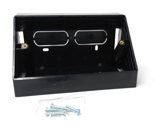 Double 2-Gang Surface Mount Pattress Electrical Back Box – 45° Angled for Faceplates, Workbench Applications (146mm x 85mm)